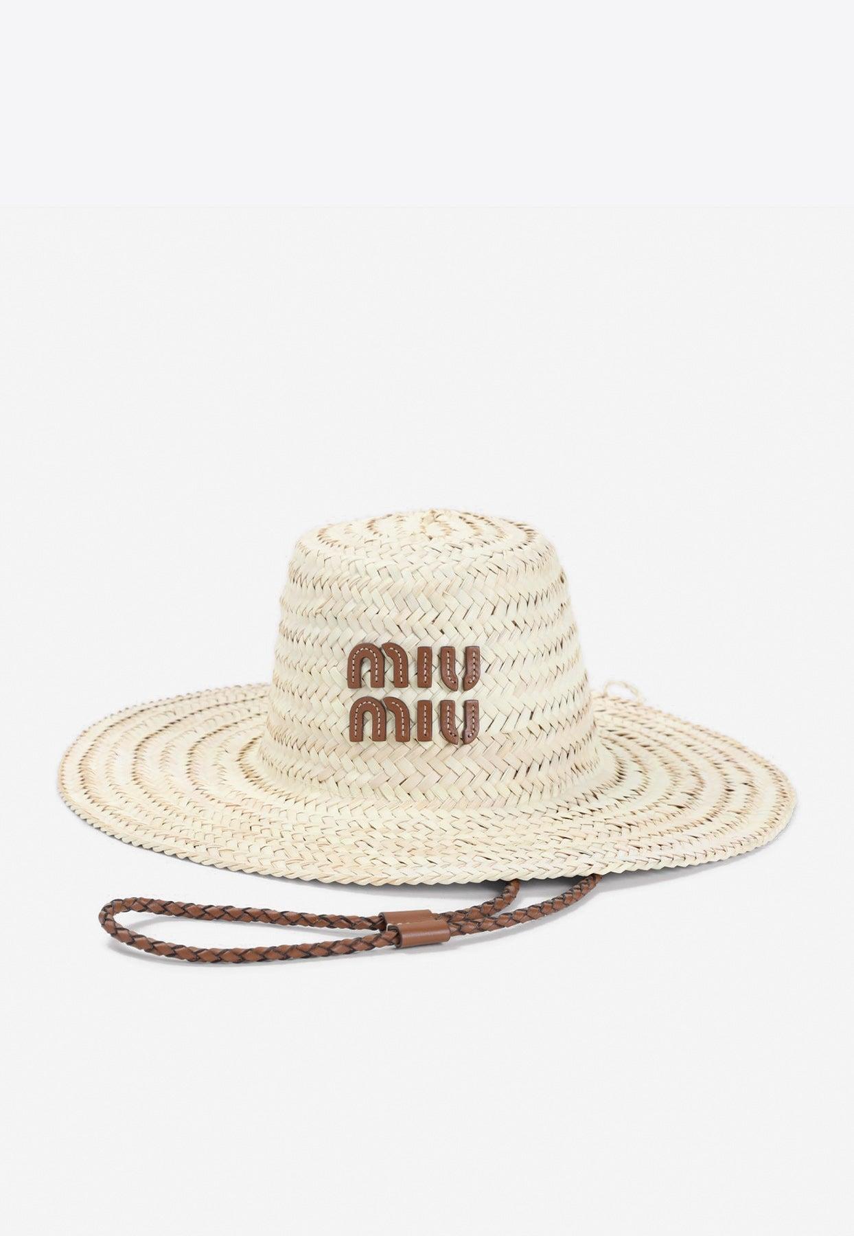 Miu Miu Palmetto Raffia Hat in White | Lyst