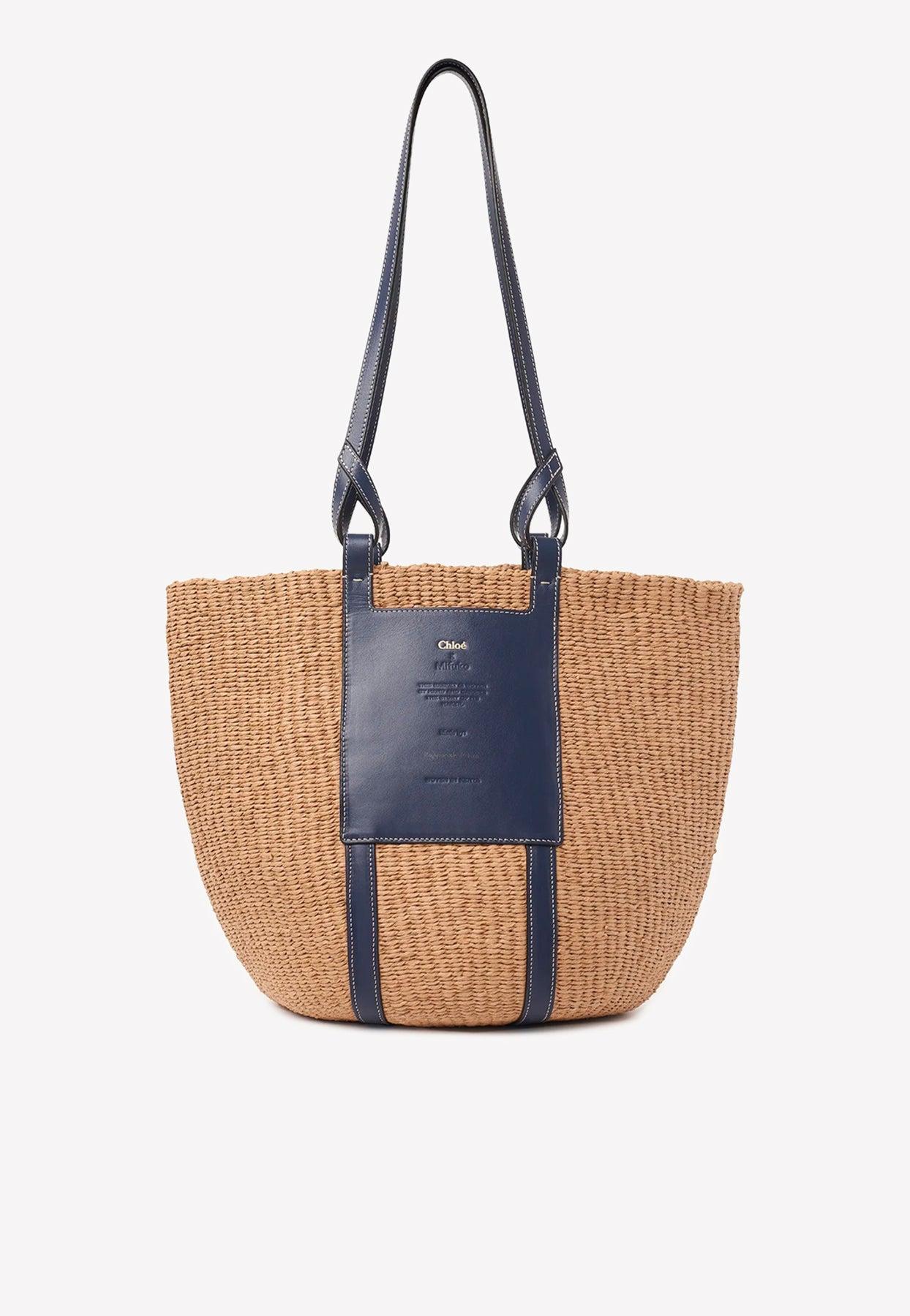 Chloé Large Logo Basket Bag in Blue | Lyst