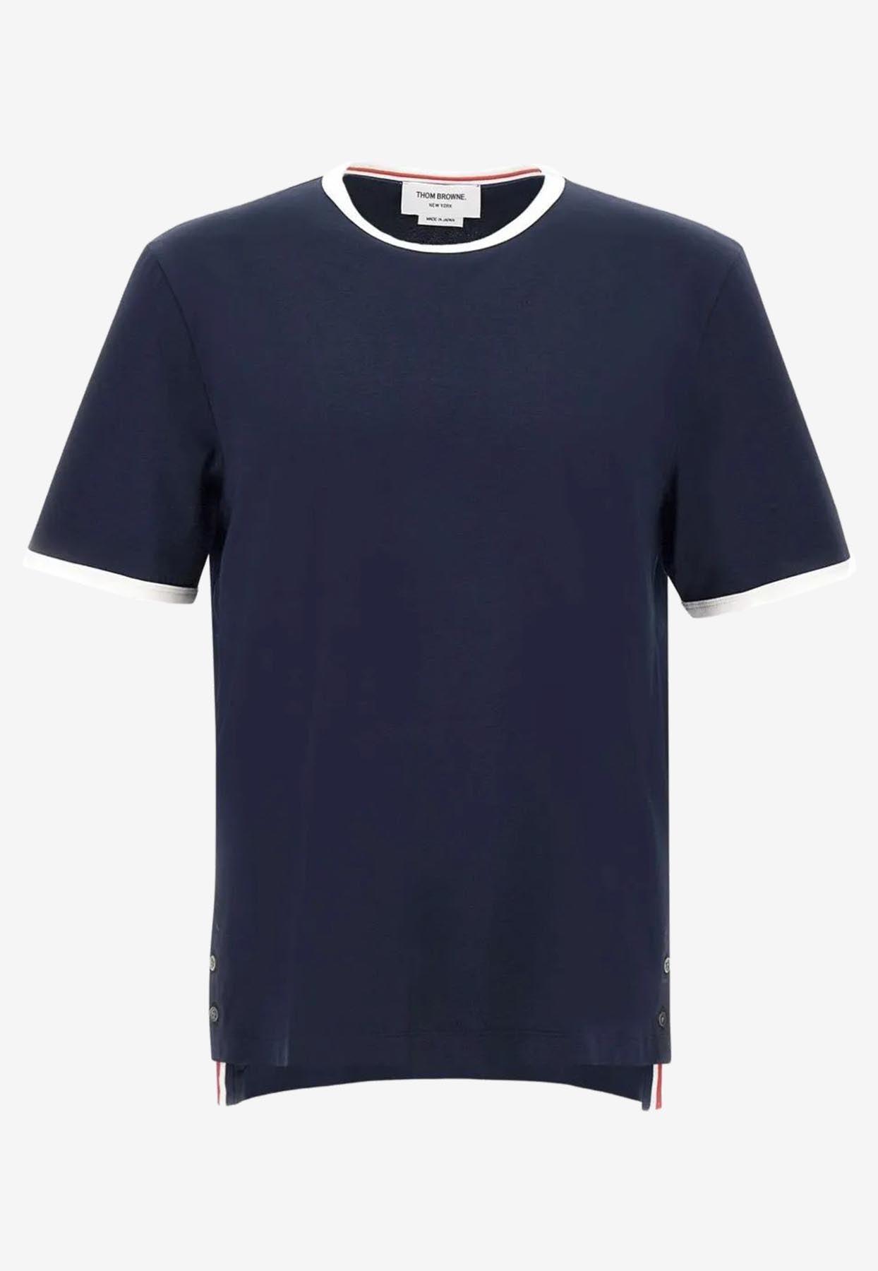 Tシャツ・カットソー THOM BROWNE FW25 \"4-BAR\" KNITTED T-SHIRT (FKA498A Y3036482) Jersey Stitch Pointelle 4-Bar Tee | Thom Browne