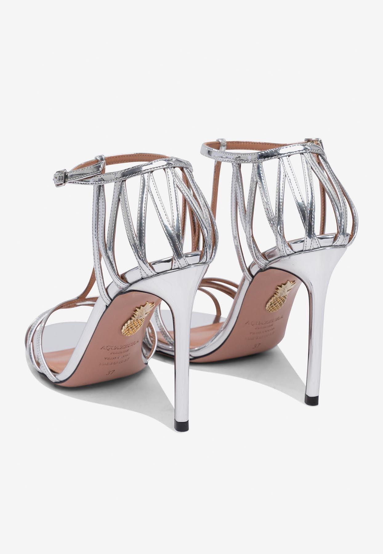 サンダル・ミュール Aquazzura \"Forever More\" mirror-effect sandals Aquazzura Forever More Sandals in Metallic | Lyst Canada