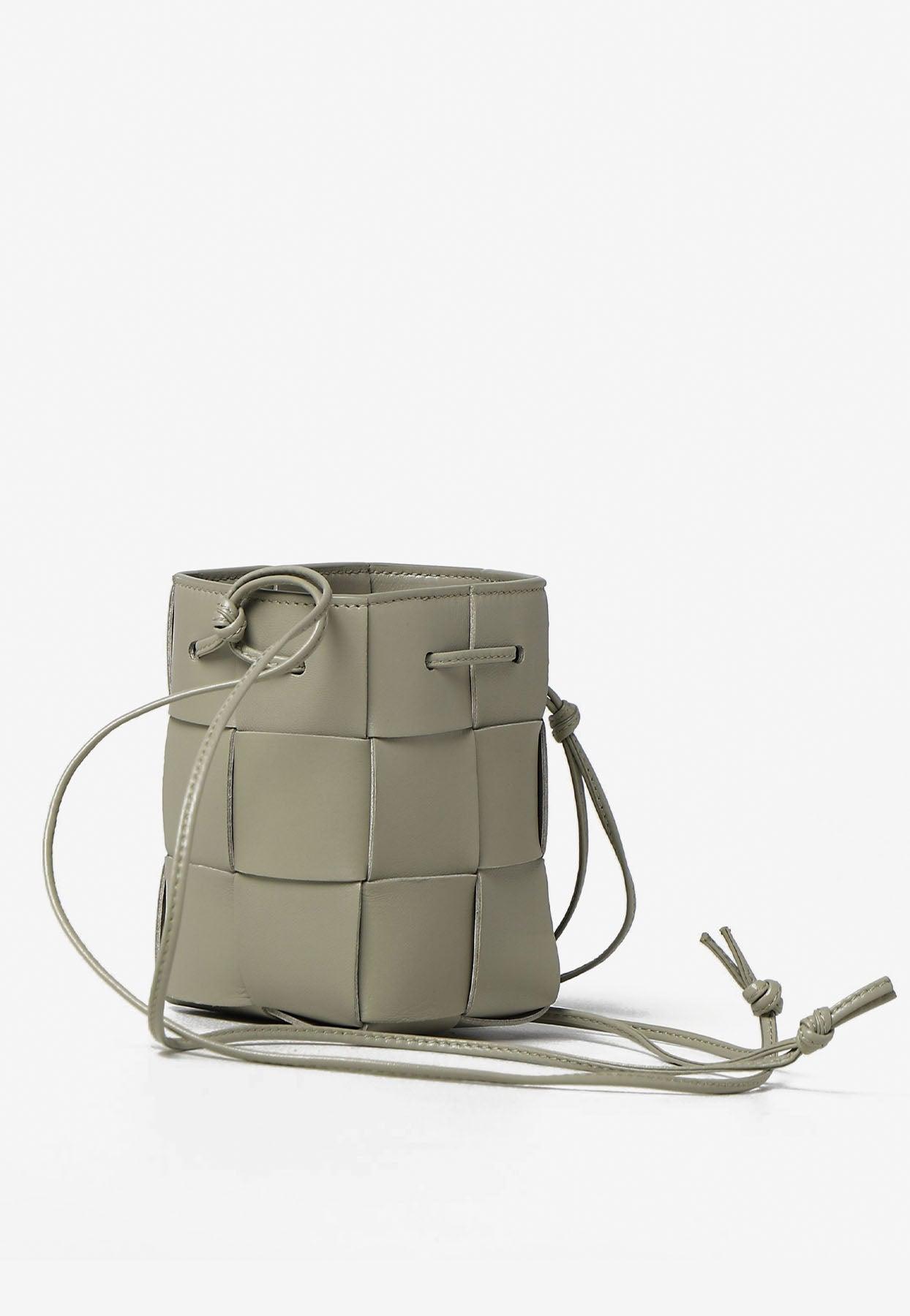 Bottega Veneta Small Cassette Bucket Bag In Intreccio Leather
