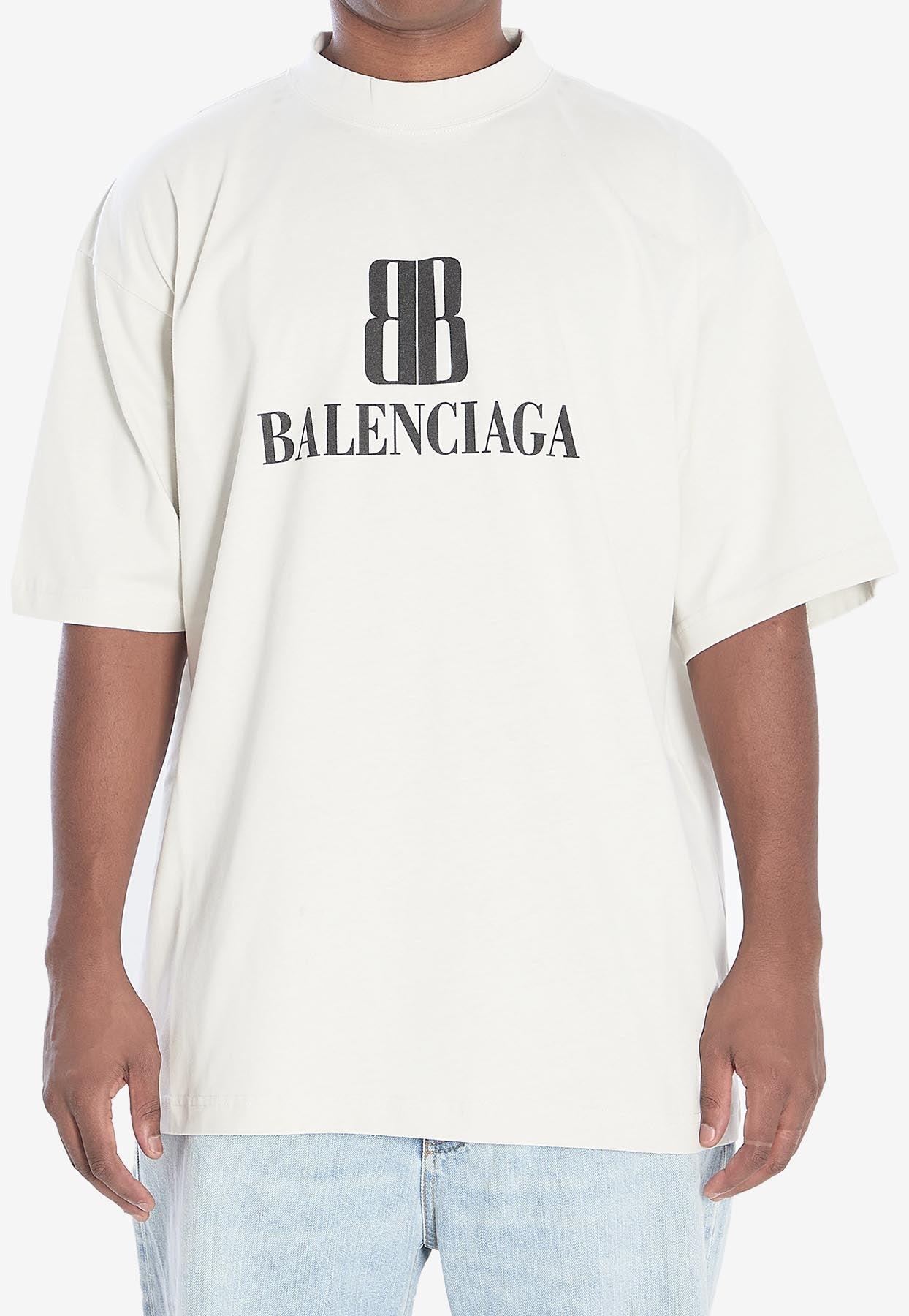 Tシャツ・カットソー Balenciaga T-shirts White Balenciaga White Printed Cotton Oversized T-Shirt S