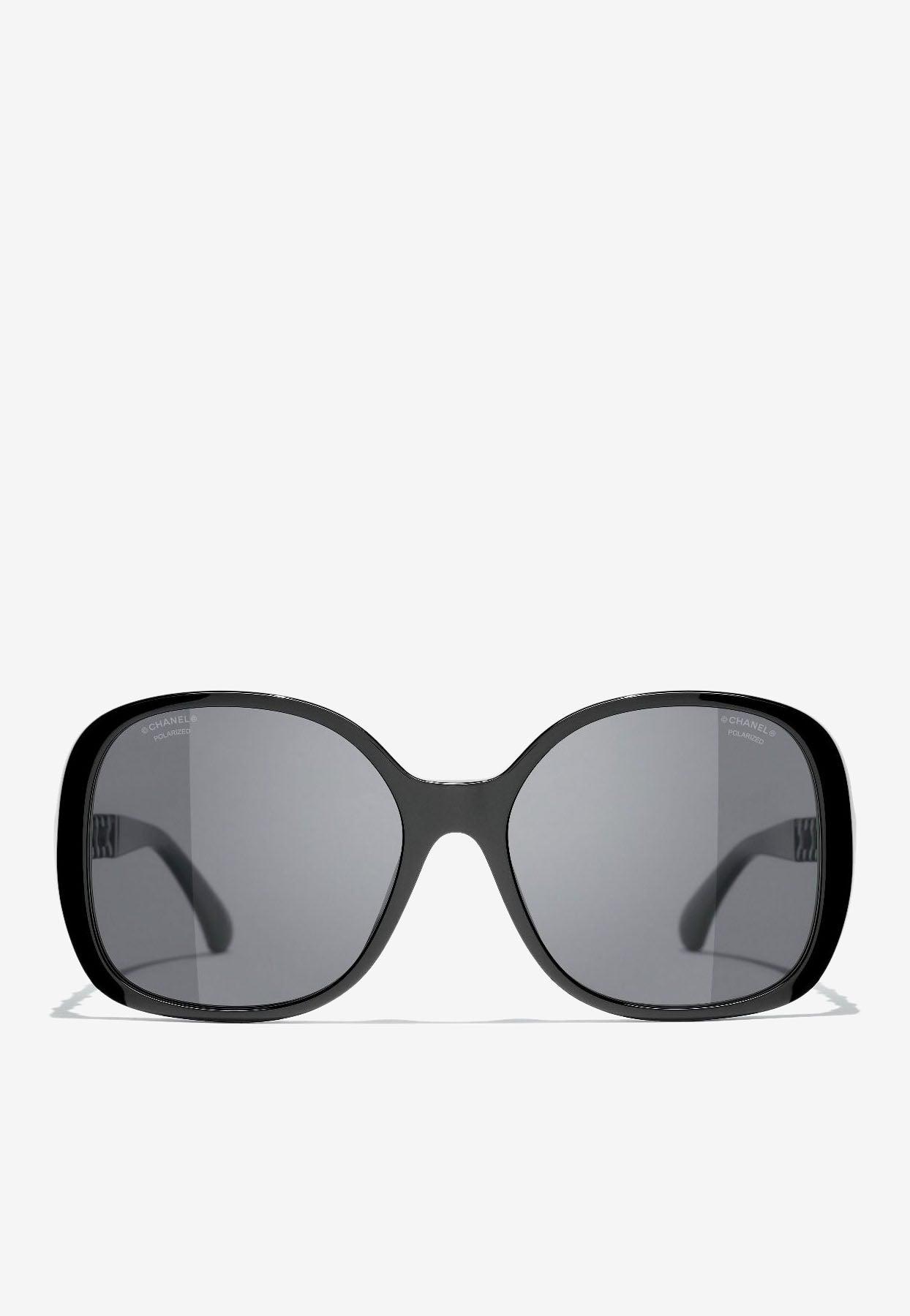 Chanel Rectangular Sunglasses With Chain Detail in Grey