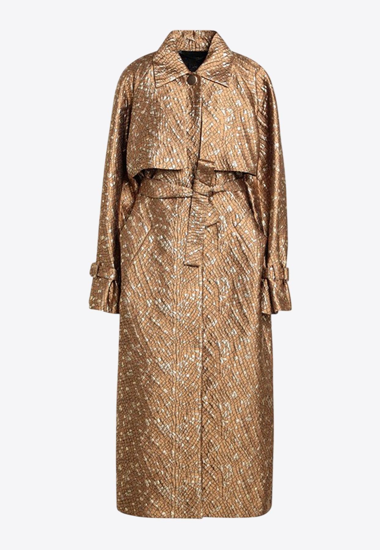 Max Mara Salsa Oversized Jacquard Trench Coat in Natural