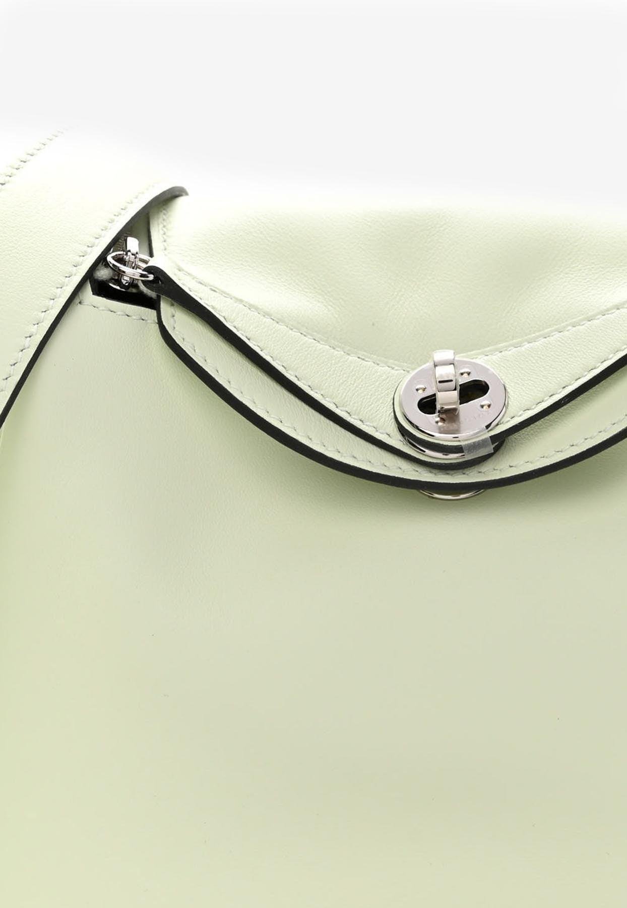 Hermès Mini Lindy 20 In Vert Fizz Swift With Palladium Hardware in