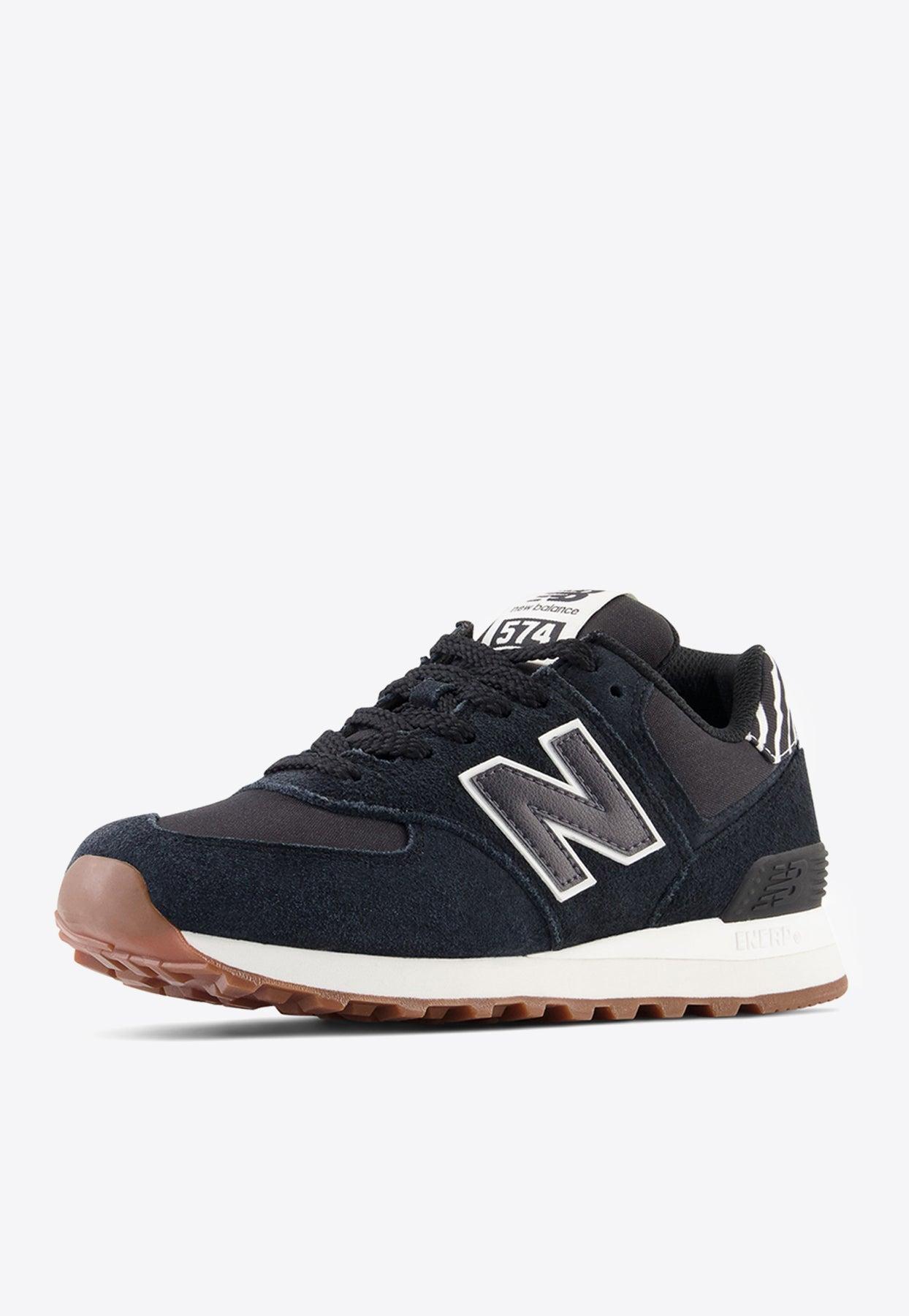 New Balance 574 Low-top Sneakers In Black With White And Phantom in Blue |  Lyst