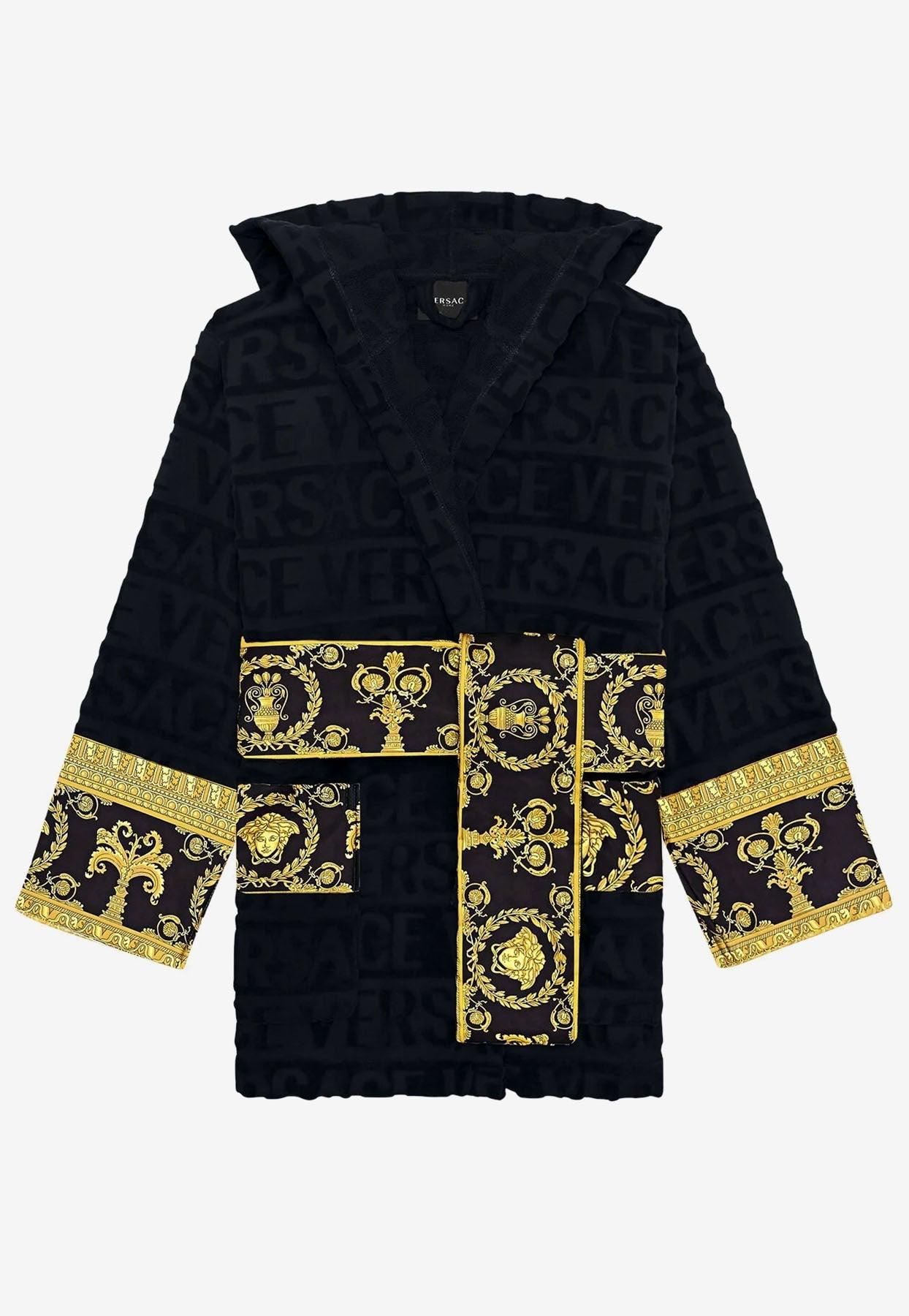 Versace Cotton I Love Baroque Bathrobe With Hood in Black Lyst Canada