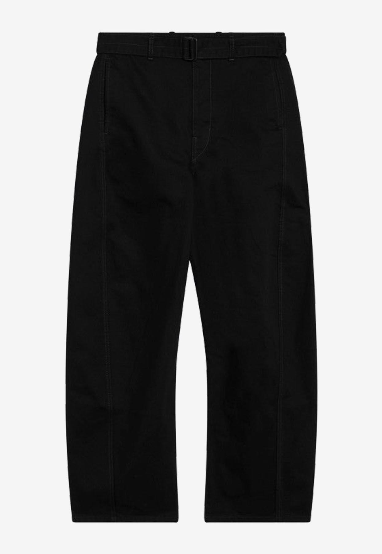 Lemaire Belted Straight-Leg Pants in Black for Men | Lyst
