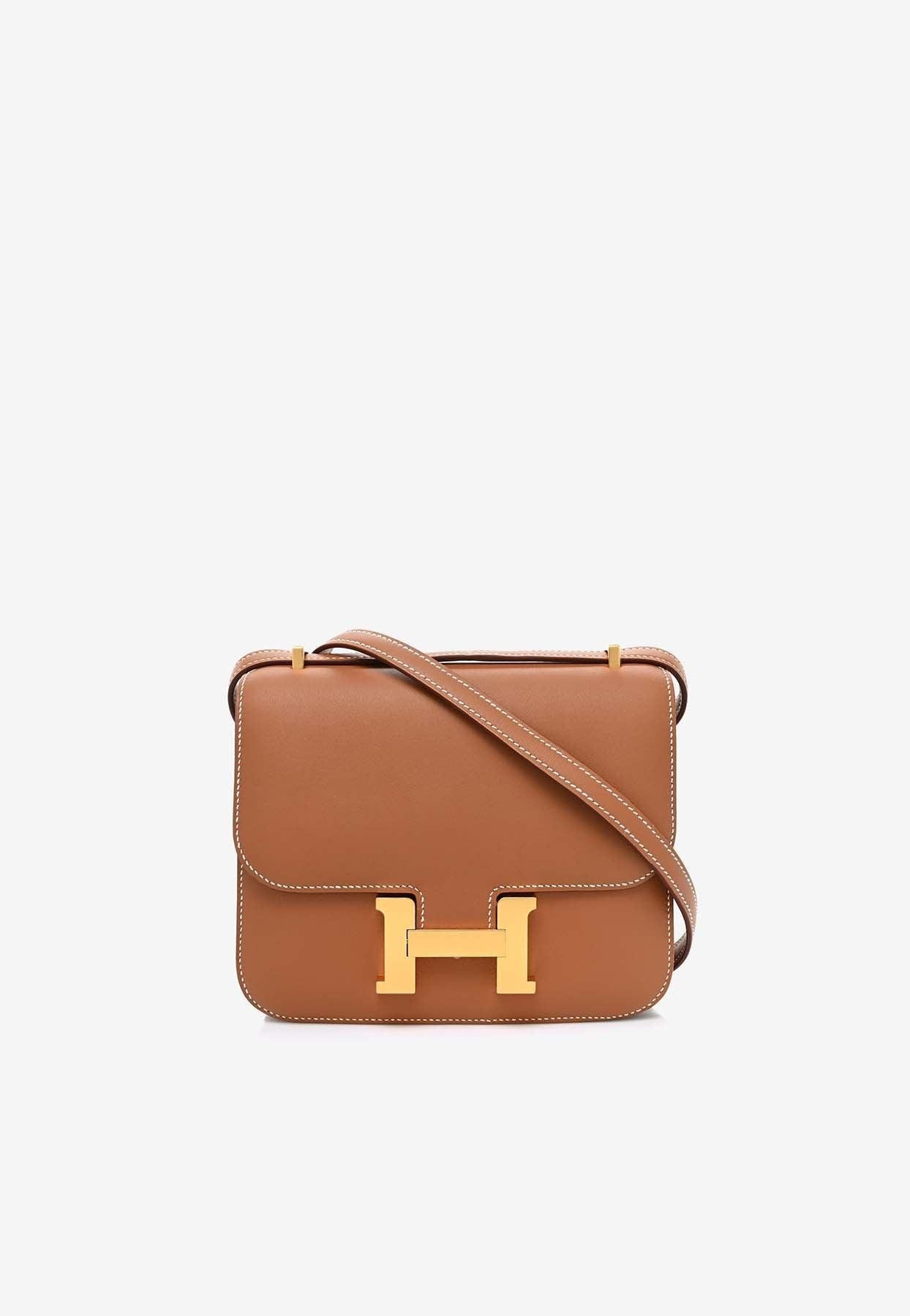 Auth HERMES Bleu France Gold Hardware Mini Constance 18 19 Bag Handbag Swift