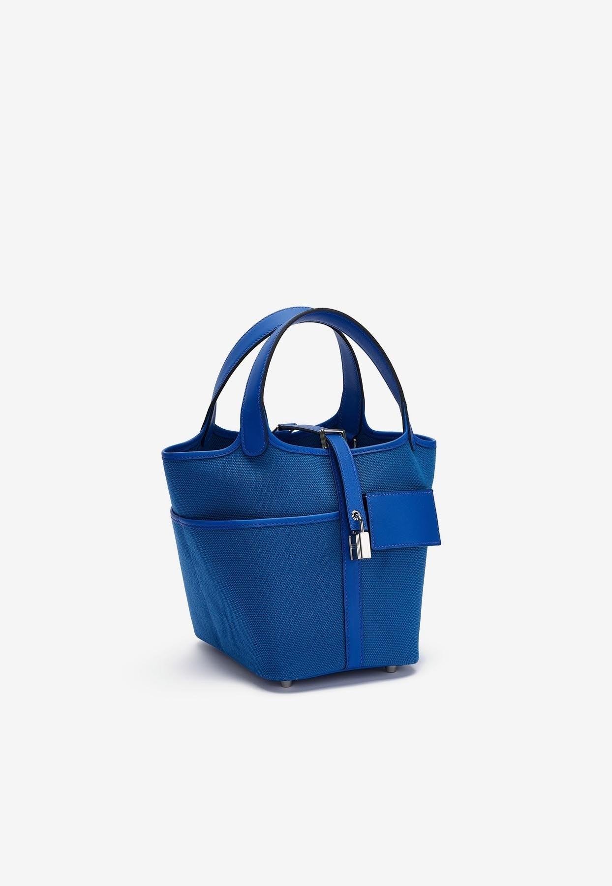 Hermès Picotin Cargo 18 In Bleu Royal Toile And Bleu Egee Swift With  Palladium Hardware in Blue