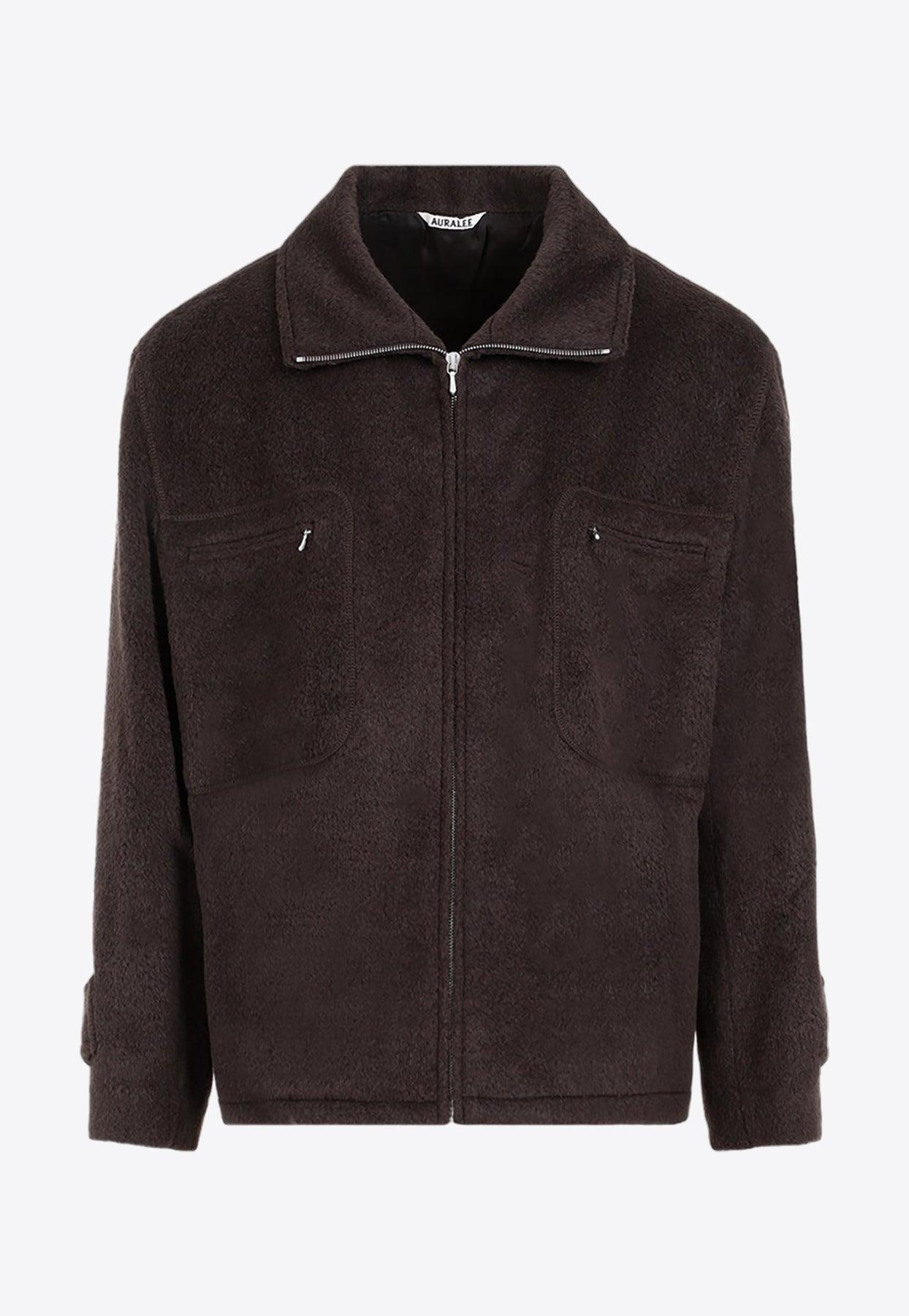 AURALEE Fleece Zip-up Jacket In Cashmere in Black for Men | Lyst