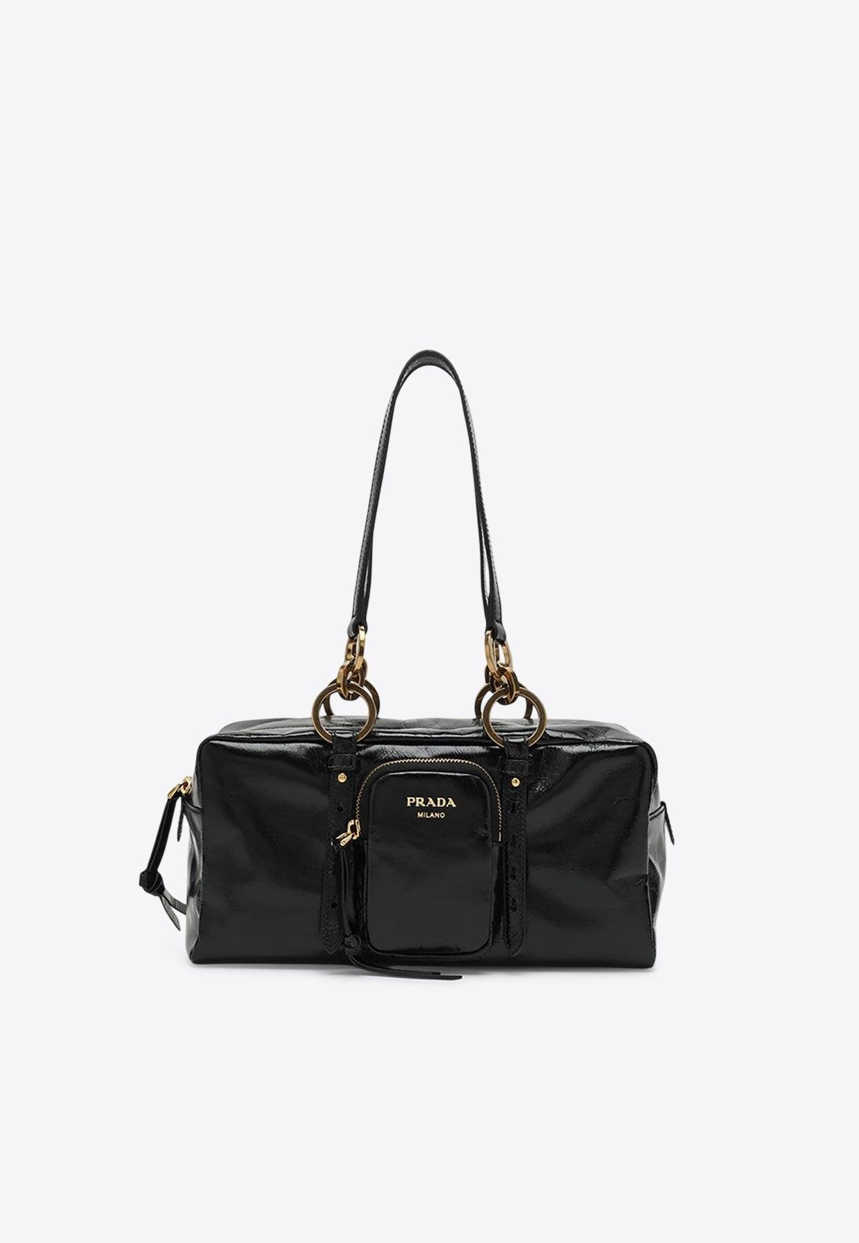 Prada Medium Dangle Vintage Leather Shoulder Bags in Black | Lyst