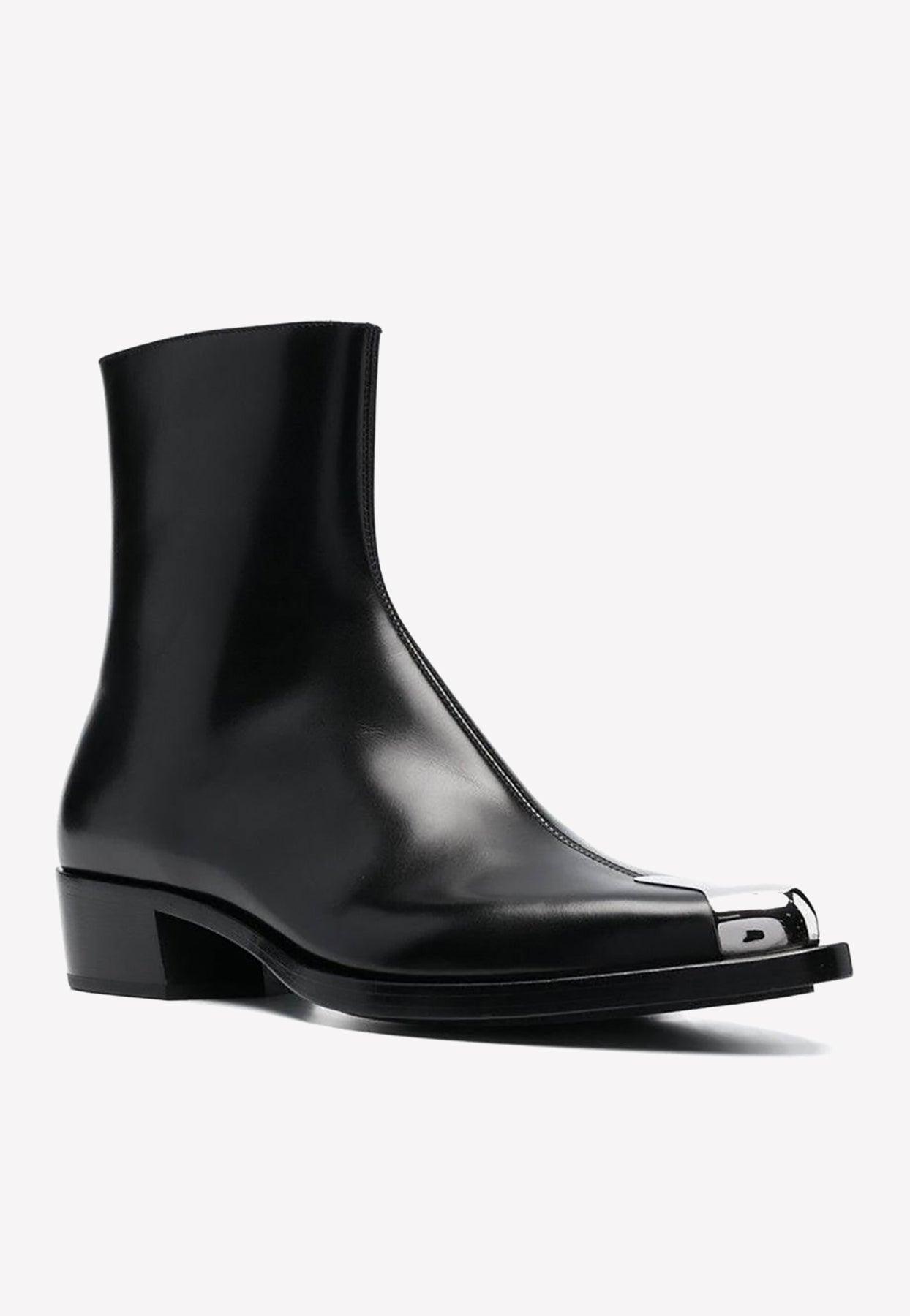 Alexander McQueen Metal Toecap Ankle Boots Black for Men | Lyst
