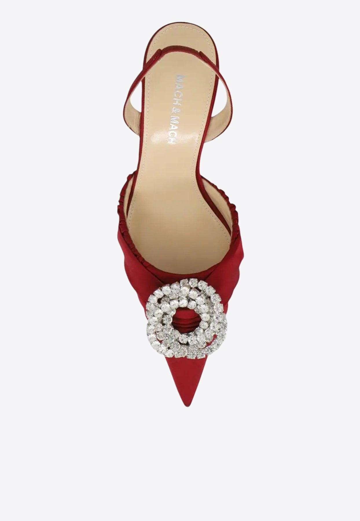 Mach & Mach Galaxy 85 Crystal-Embellished Satin Slingback
