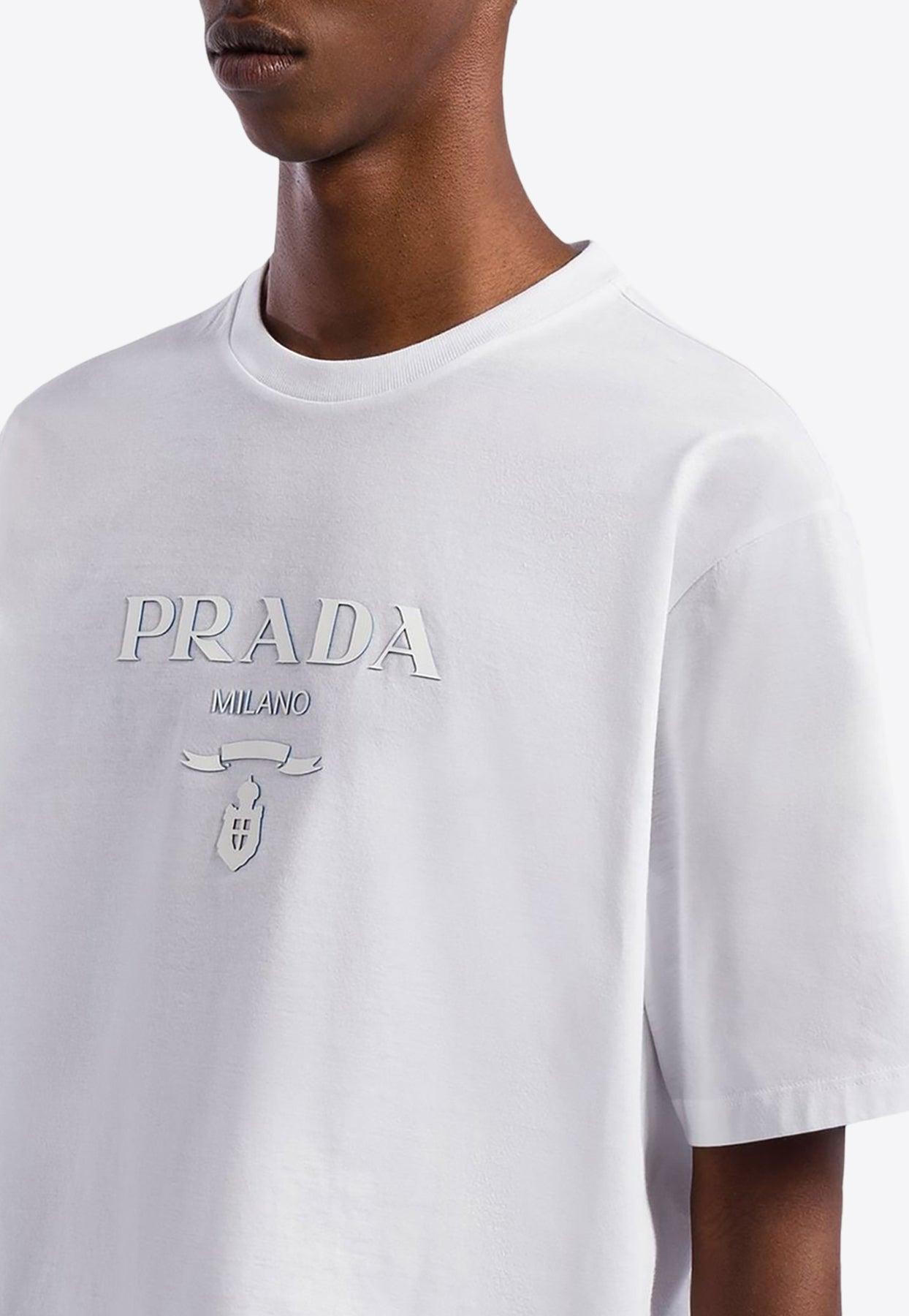 Prada Logo T-Shirt in White for Men | Lyst