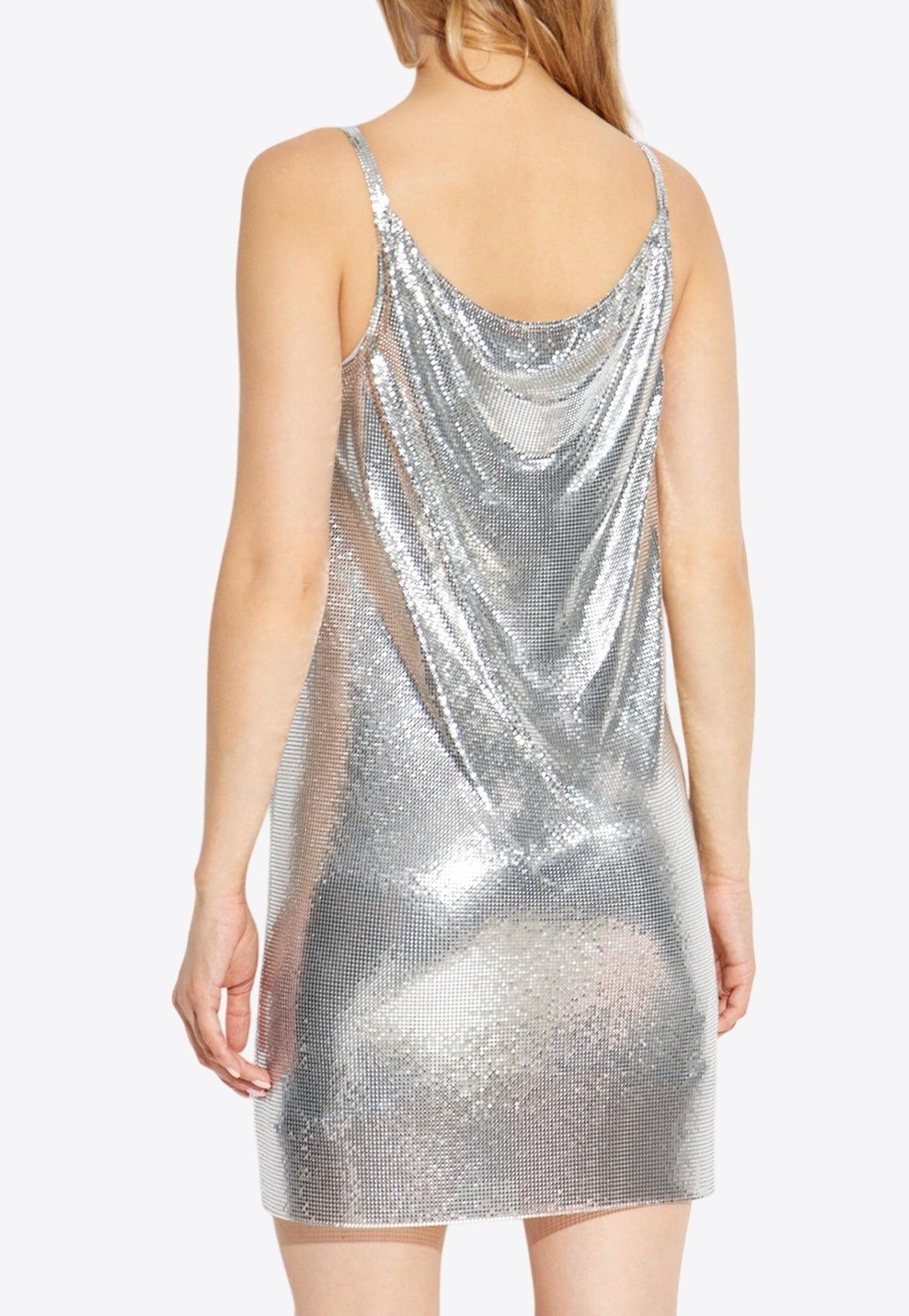 knee length dresses for ladies Metal Mesh Slip Dress (1016119-1A11271-1X050-NICKEL)