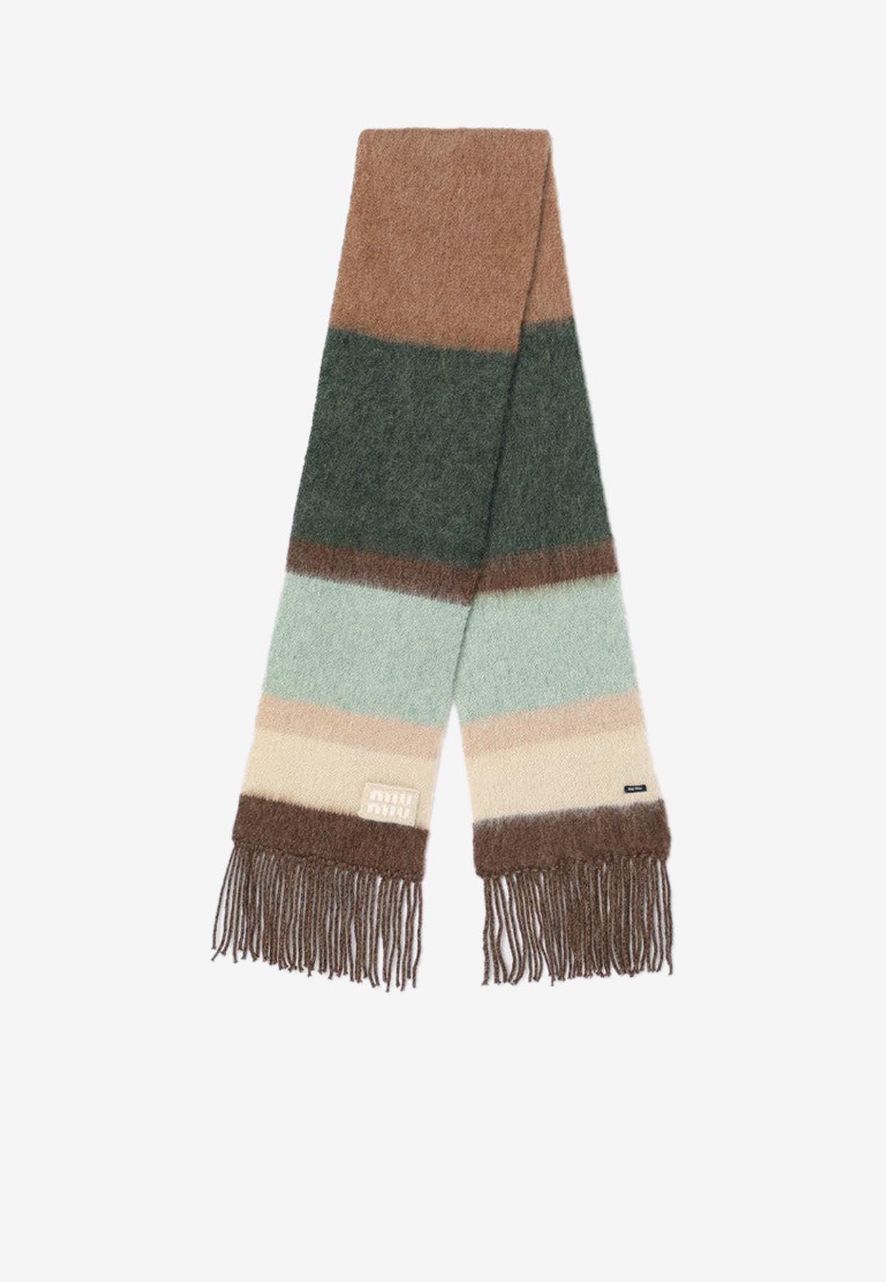 【Miu Miu 】Wool Blend Scarf Logo mohair and wool-blend scarf in purple - Miu Miu | Mytheresa