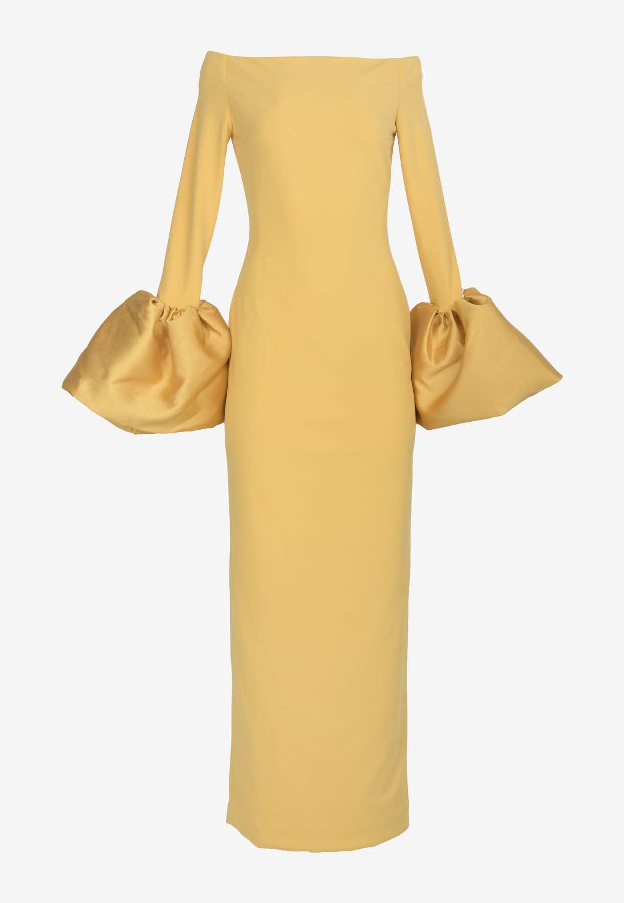 Solace London Talia Puff-Cuff Maxi Dress in Yellow | Lyst
