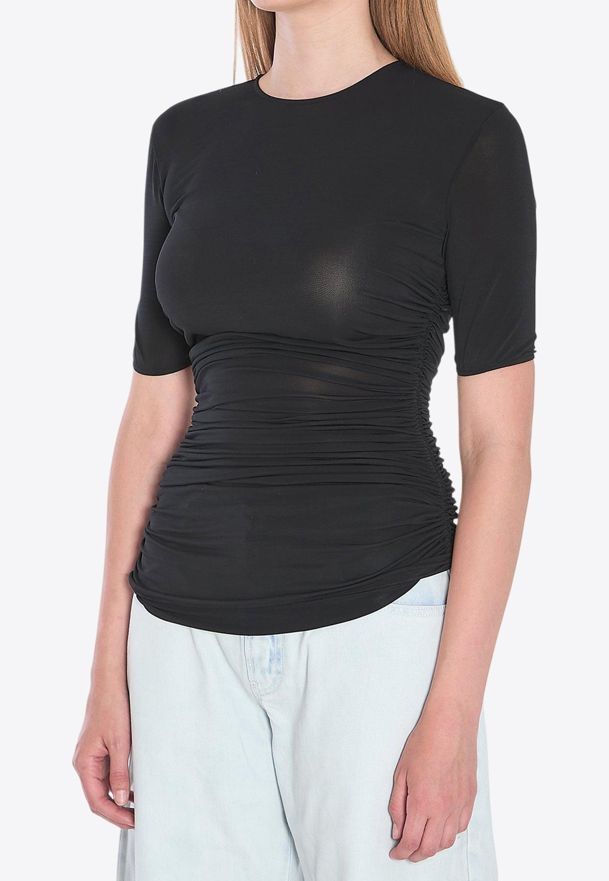 Tシャツ・カットソー ALAIA Viscose T-shirt NOIR ALAIA ALAÏA: Women's Alaia T-Shirt (Black995) | DSMS E-SHOP