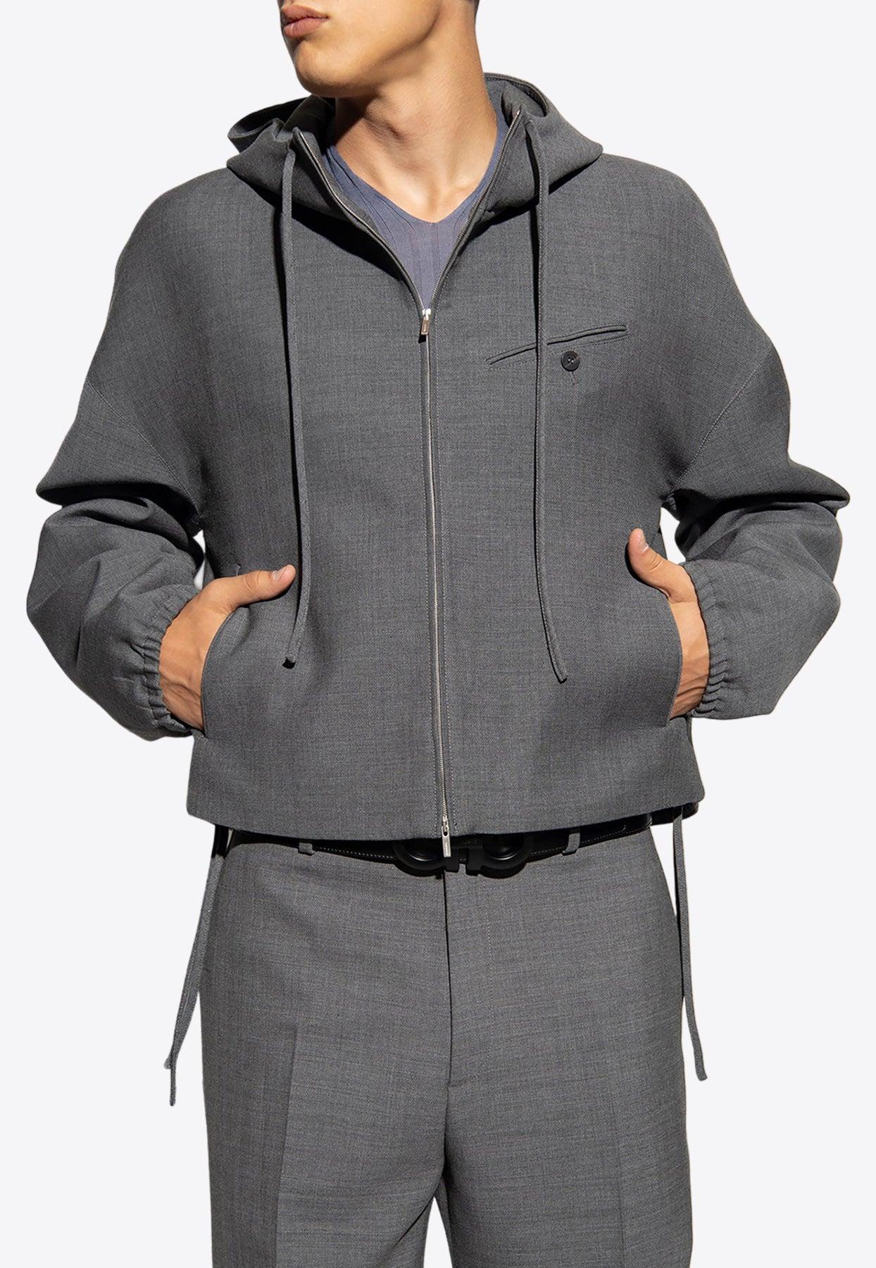 Ferragamo Wool Zip-Up Jacket in Gray for Men | Lyst