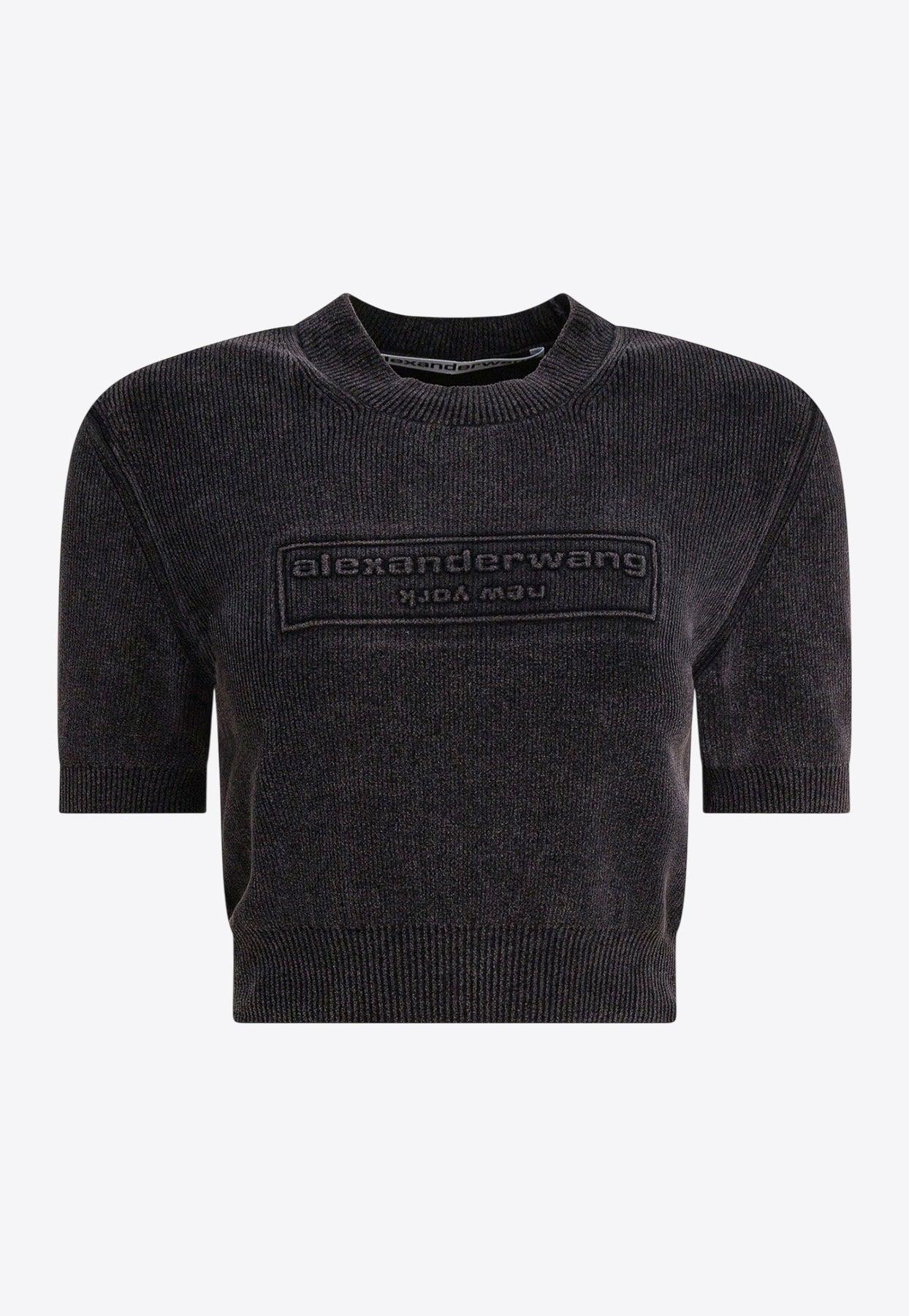 Tシャツ・カットソー *Alexander Wang* Cropped Crew Neck Sweater Alexander Wang High-Neck Cropped Sweatshirt in White | Lyst
