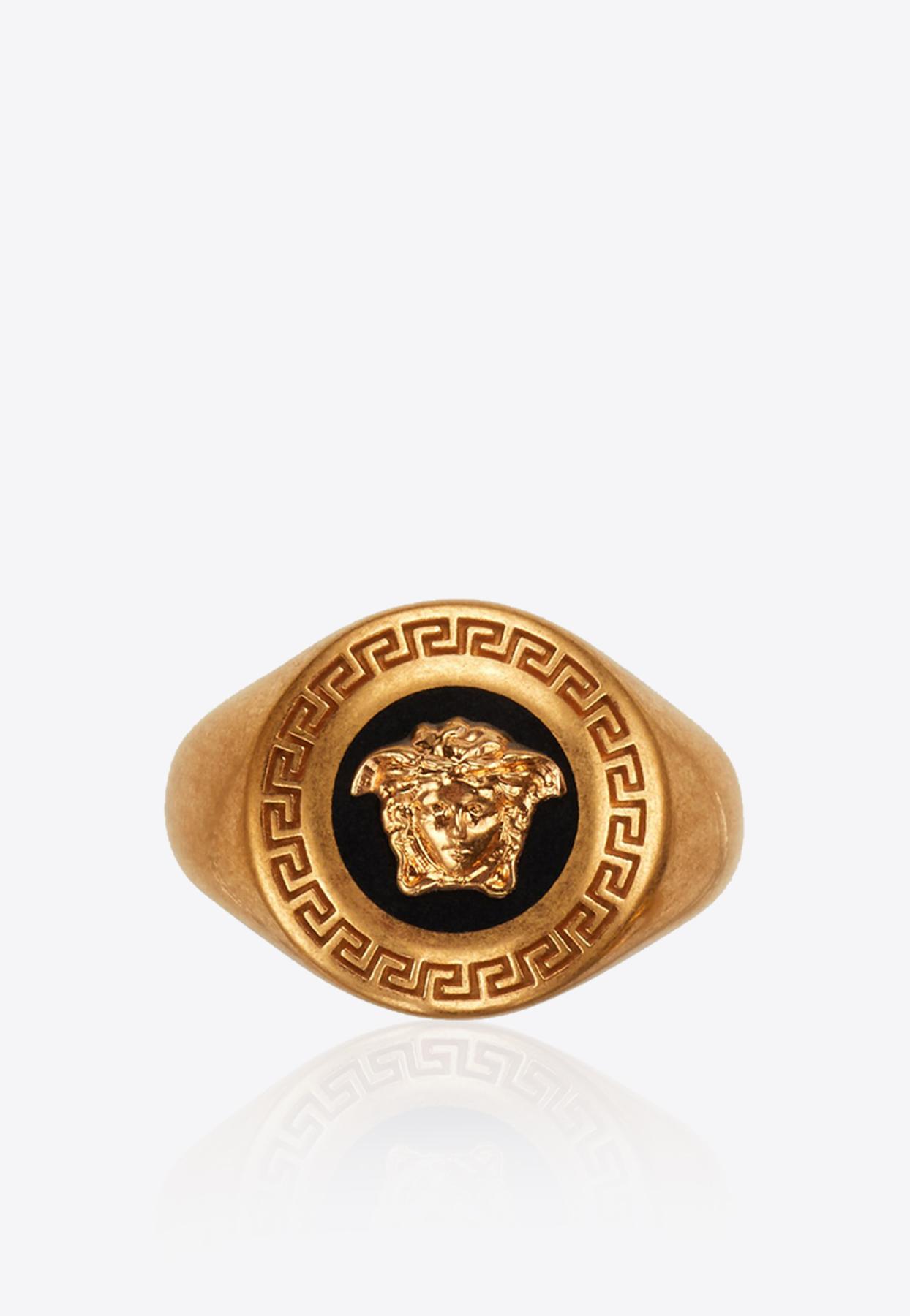 Versace Enamel Icon Medusa Ring in Gold/Black (Metallic) - Save 32% - Lyst