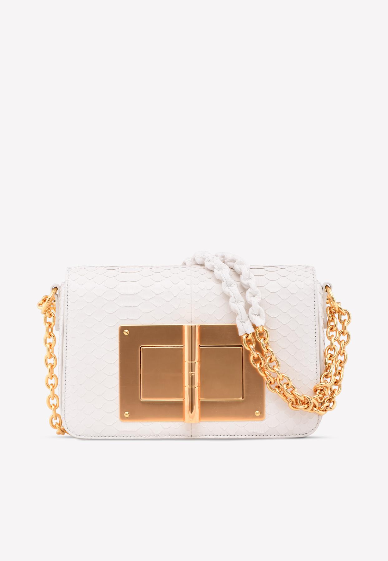 Tom Ford White Leather Small Natalia Chain Shoulder Bag Tom Ford