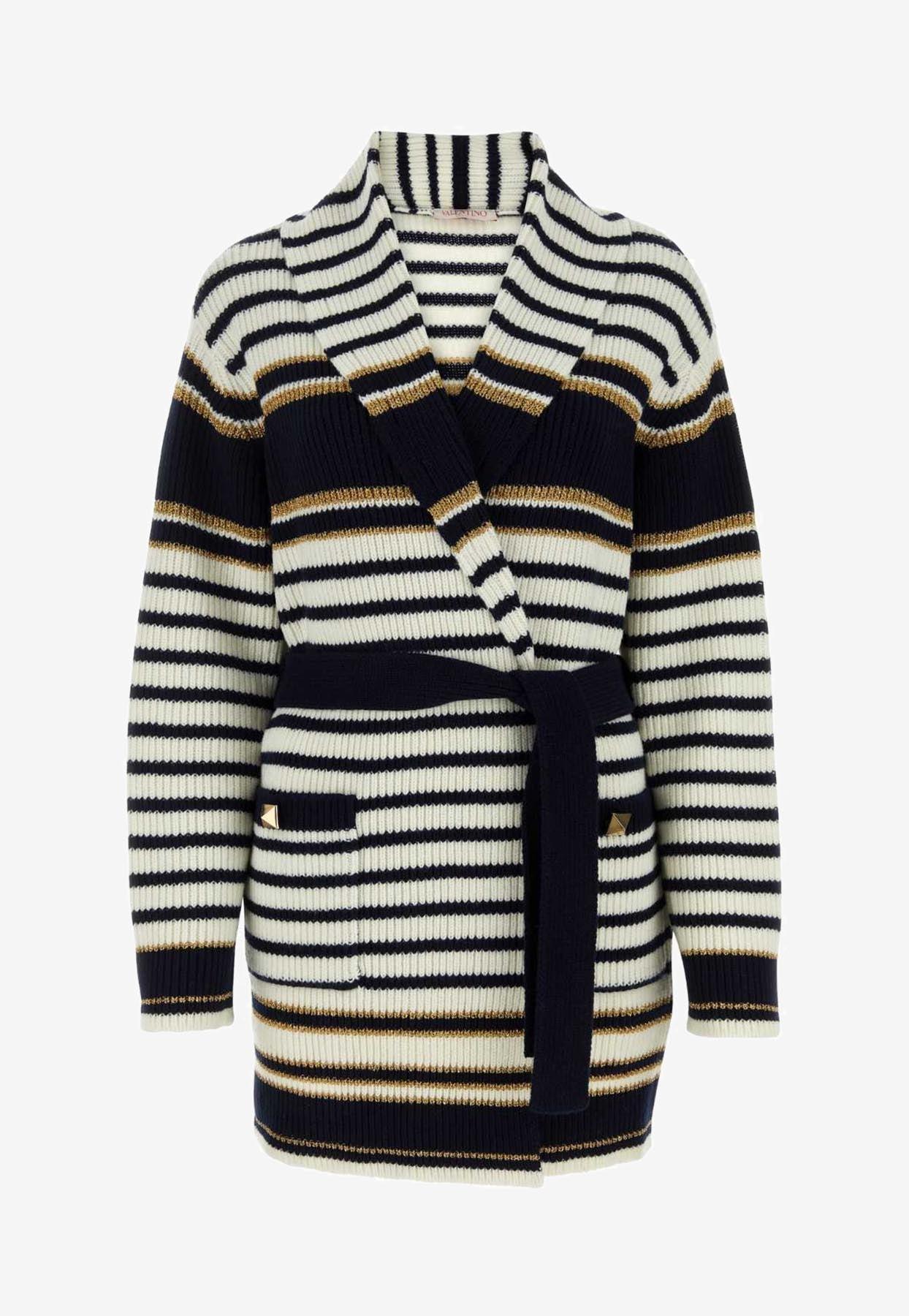 Geometric cashmere & wool knit cardigan - Valentino - Women