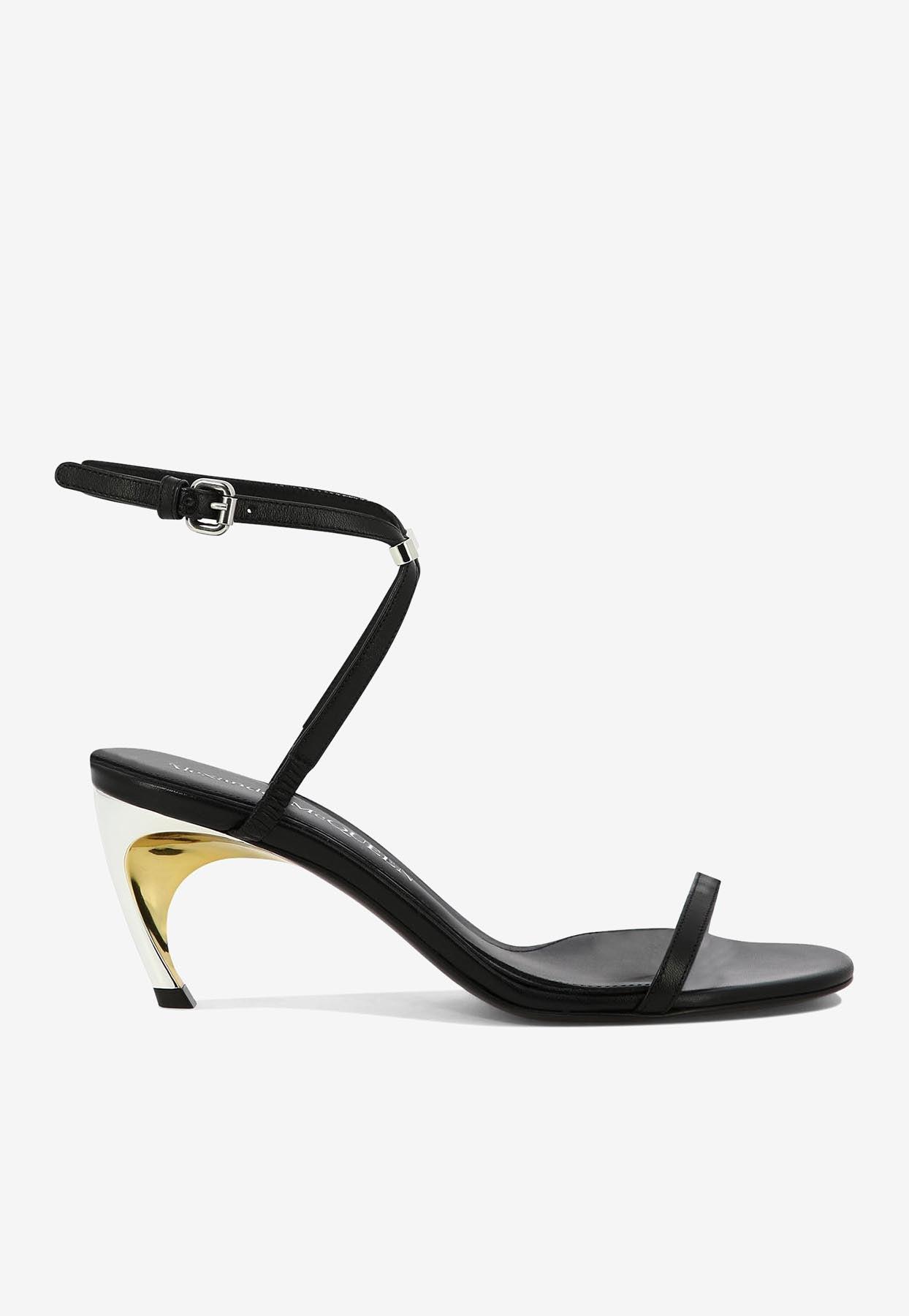 Designer Alexander Mcqueen Gold Heel Sandals for Women - Up