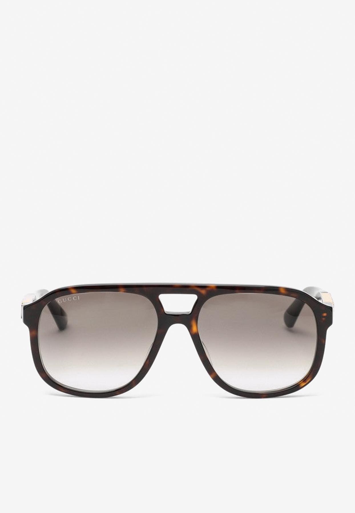 Gucci Logo Navigator Sunglasses in Brown Lyst
