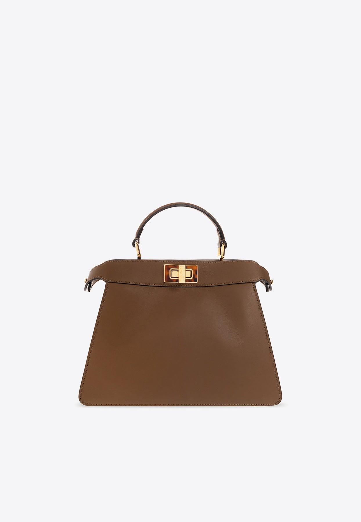 FENDI: Peekaboo ISeeU Small bag in leather - Tobacco