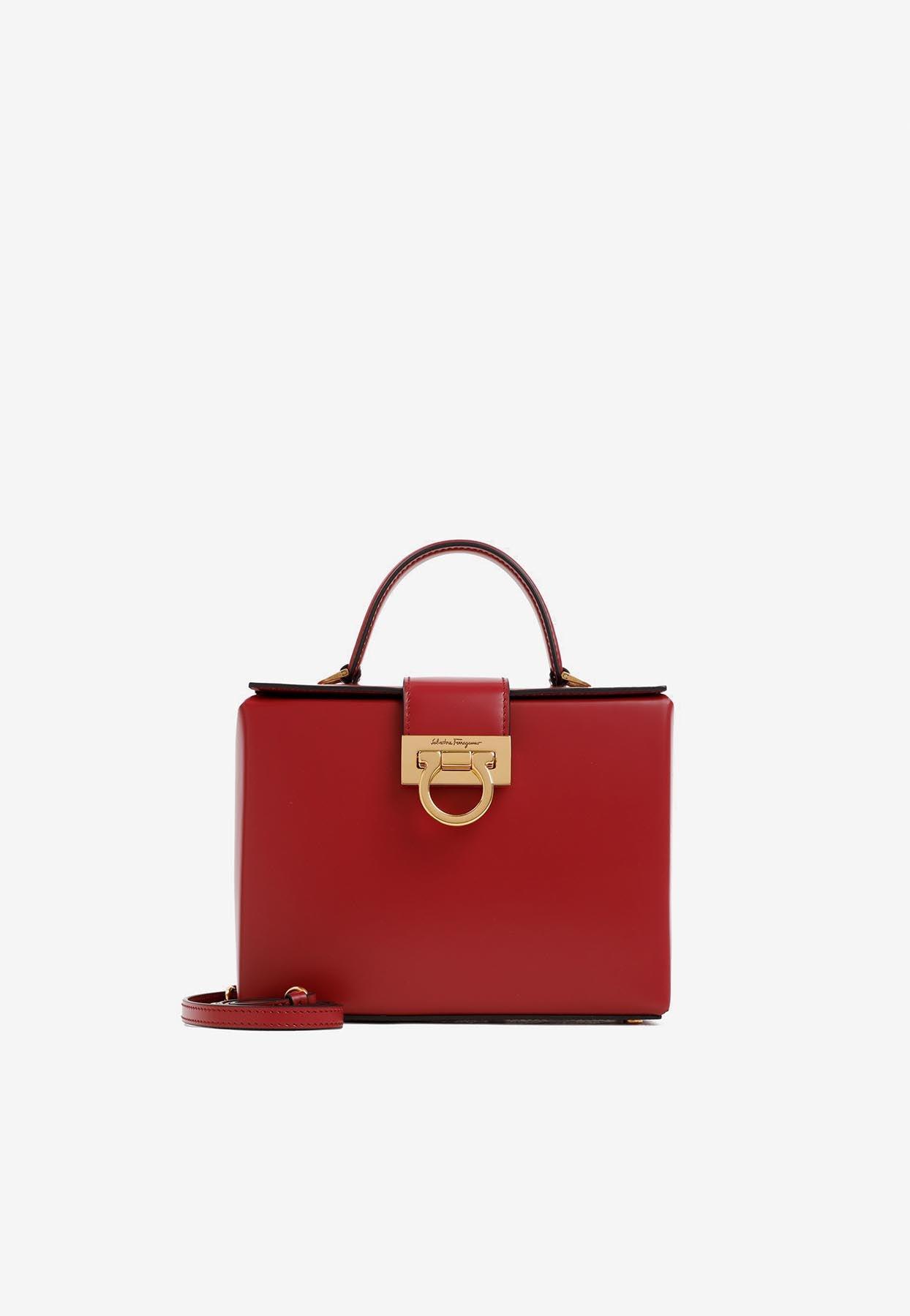 Ferragamo Trifolio Leather Top Handle Bag in Red Lyst