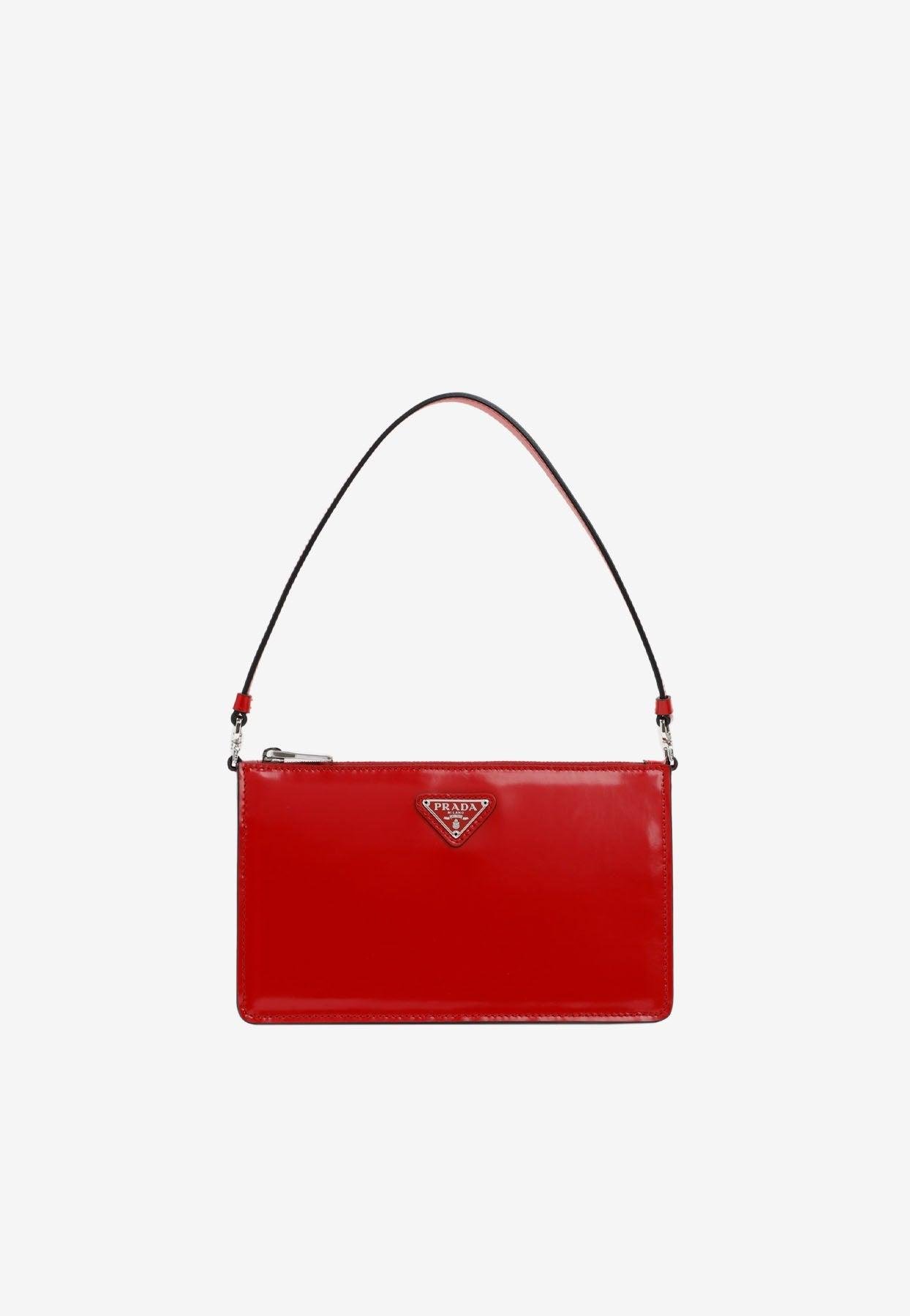 Prada Mini Shoulder Bag In Brushed Leather in Red | Lyst