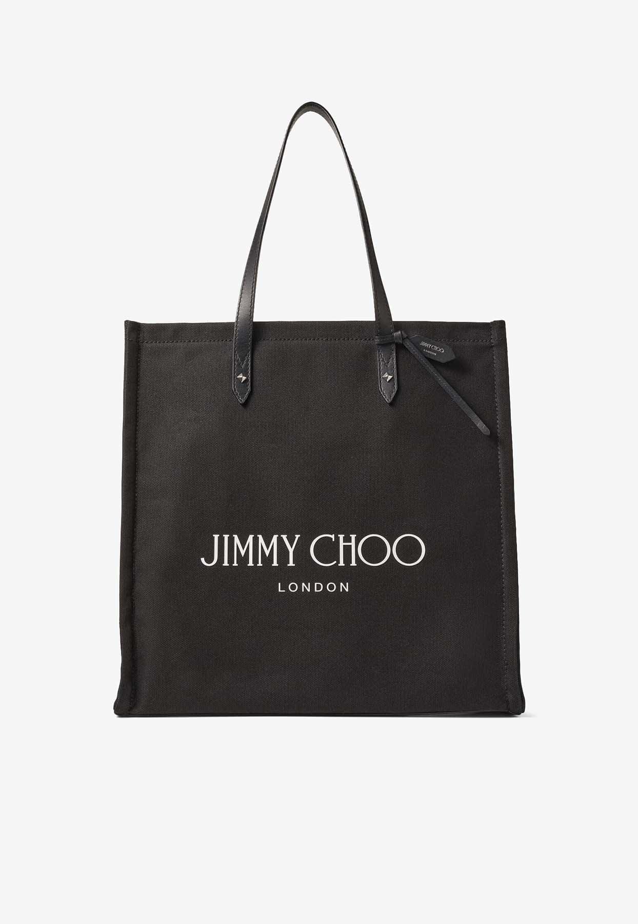 Jimmy Choo Logo Tote Bag In Canvas in Black | Lyst