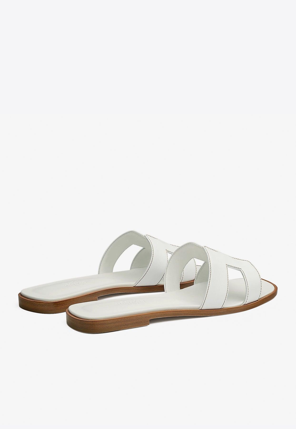 Hermès Oran H Cut-out Sandals In Calf Leather in Green