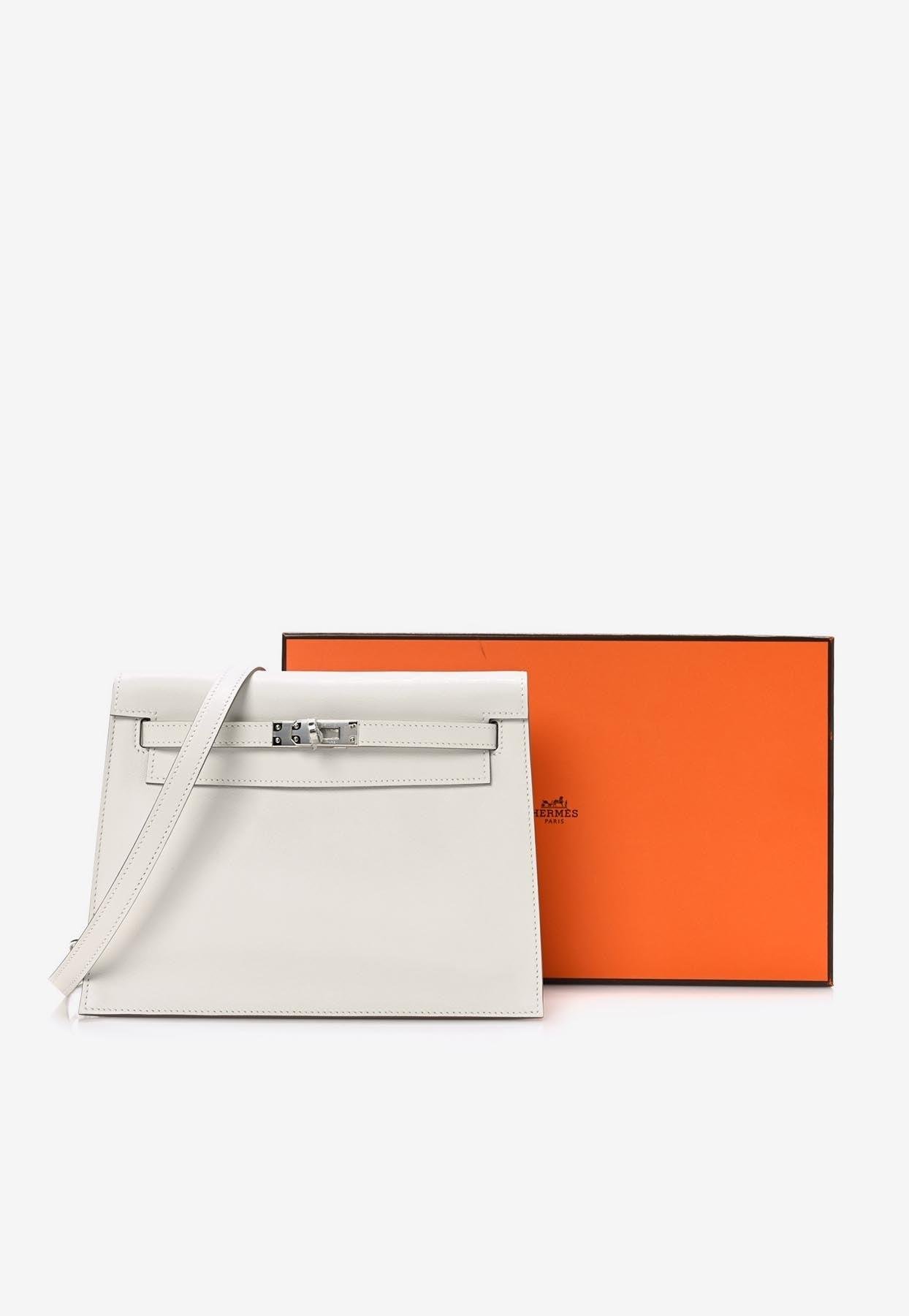 Hermès Kelly Danse Ii Belt Bag In Gris Pale Swift With Palladium Hardware  in White