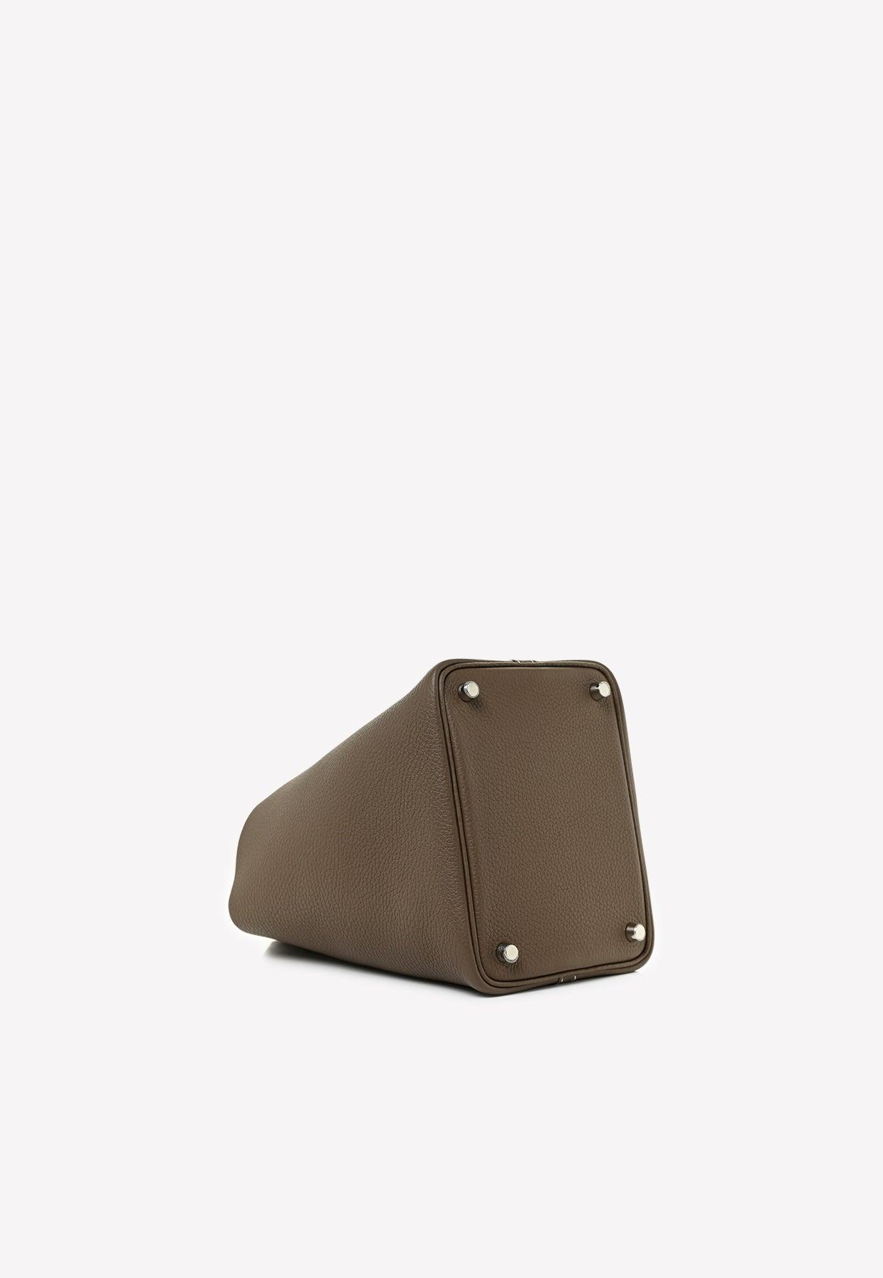Hermes Etoupe Gray Picotin Lock 18 PM Gold Hardware Handbag Bag