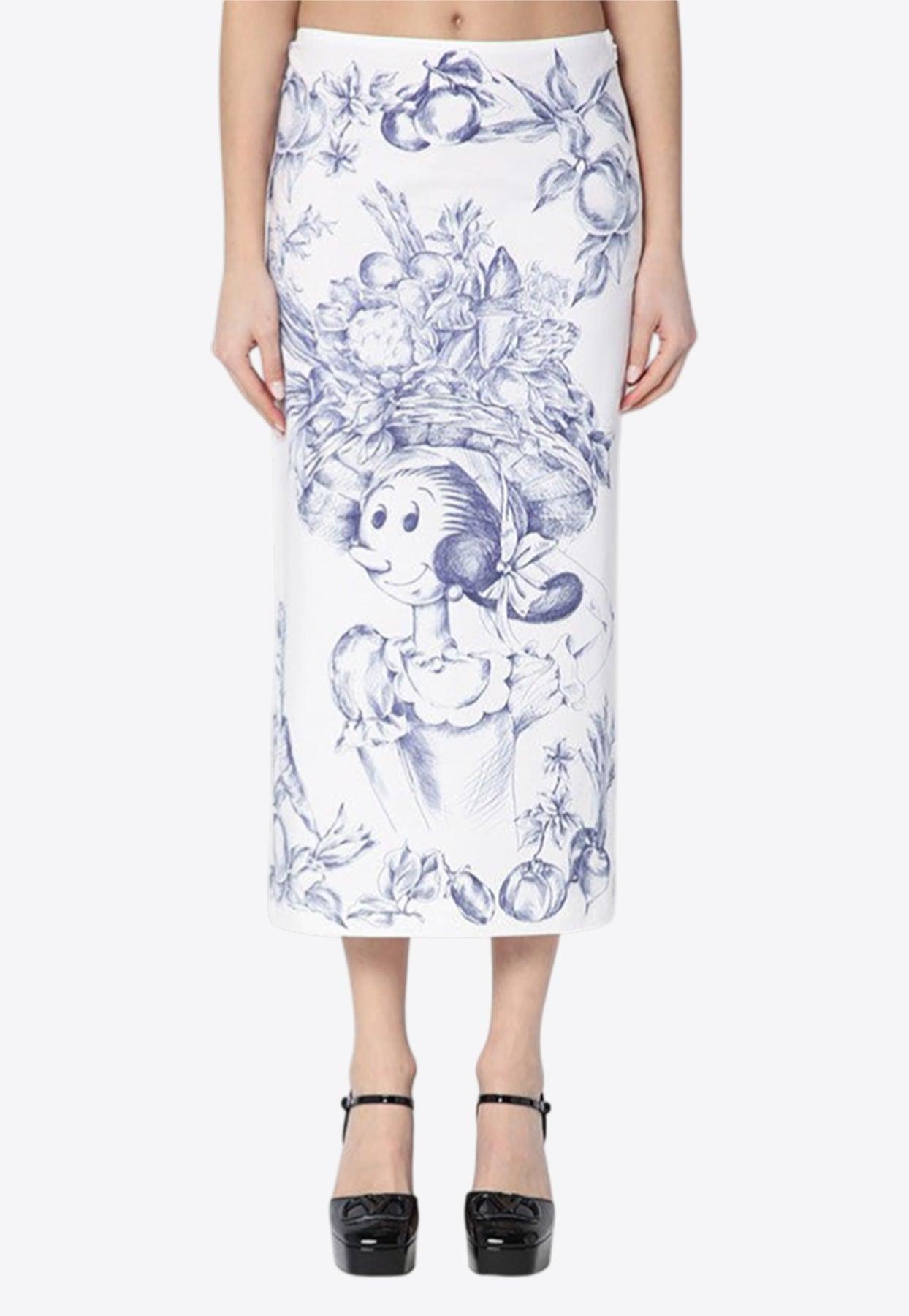 スカート Moschino Printed Pencil Vintage 90s Moschino Jeans Donna Playing Cards Pencil Skirt