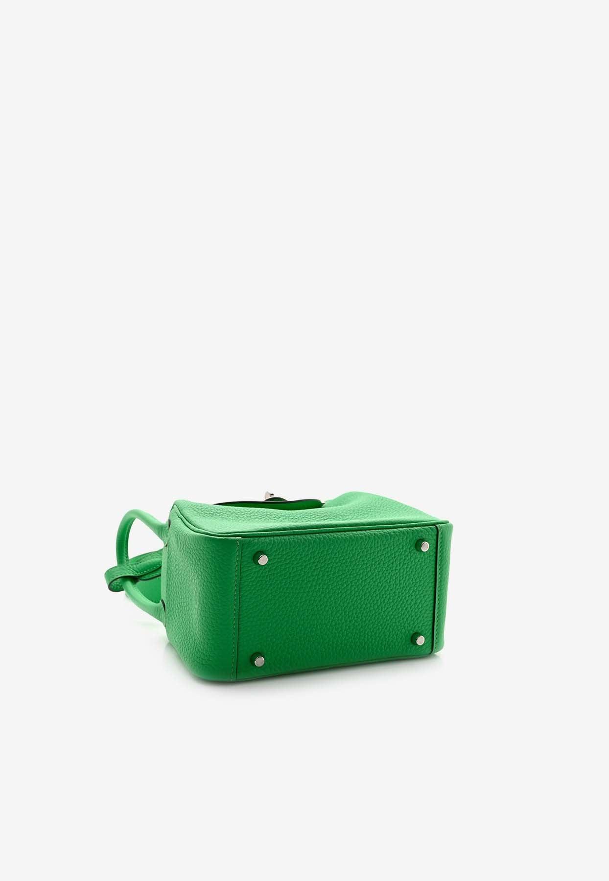 Hermès Mini Lindy In Menthe Taurillon Clemence With Palladium Hardware in  Green