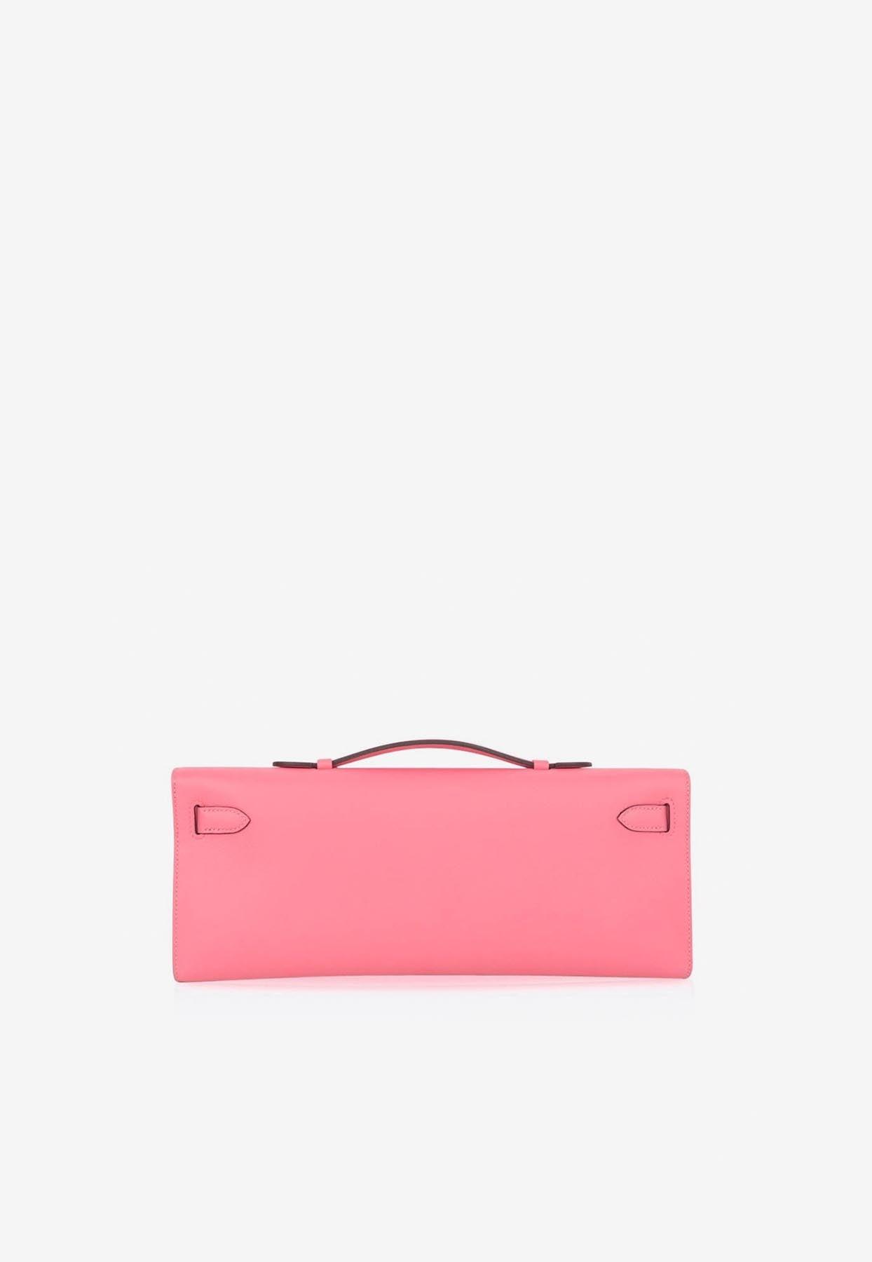 HERMÈS Kelly Pochette clutch in Rose Azalee Swift leather with