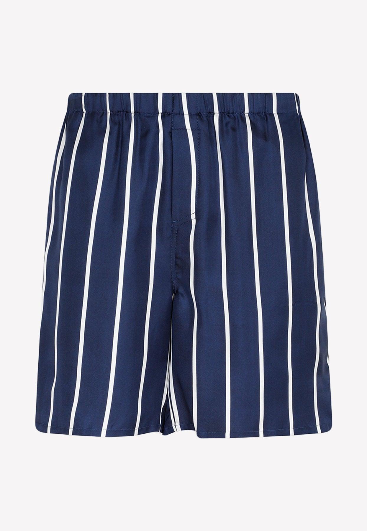 Ami Paris Striped Silk Shorts in Blue for Men Lyst