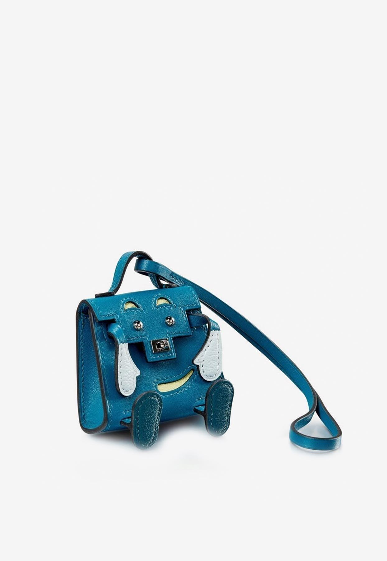 Hermès Kelly Quelle Idole Bag Charm Blue Izmir, Jaune Bourgeon, Blue B