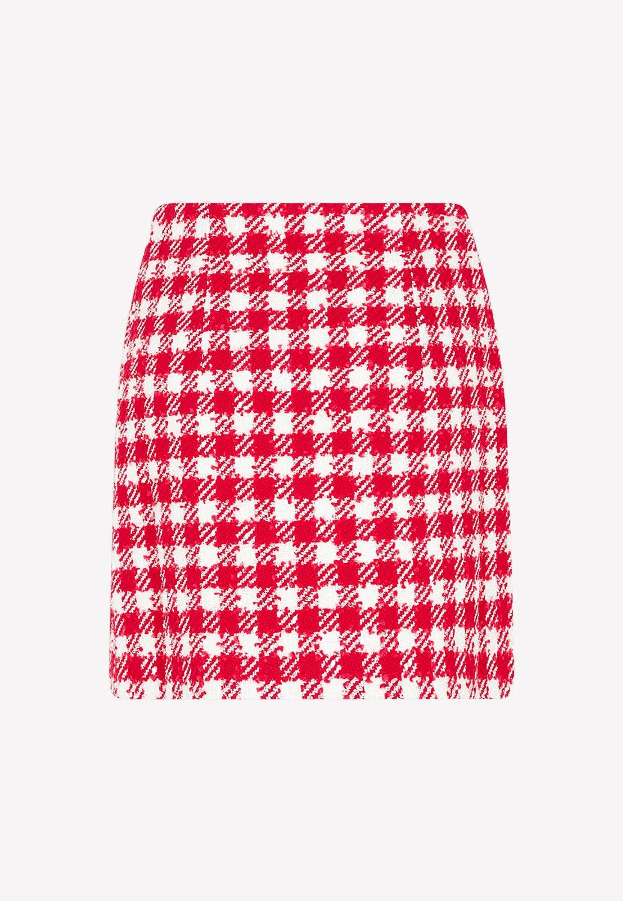 Tweed buffalo plaid mini skirt top