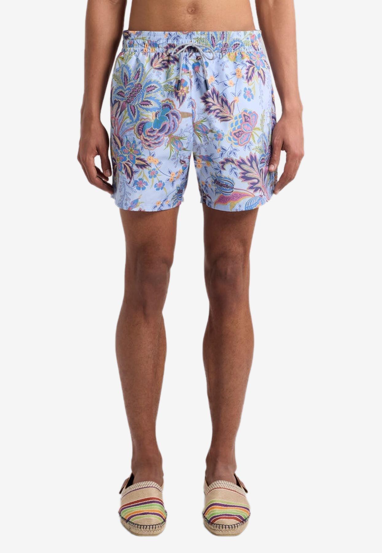 水着・ビーチグッズその他 ETRO Floral shorts Light Blue Etro Beachwear and Swimwear for Men | Online Sale up to 61