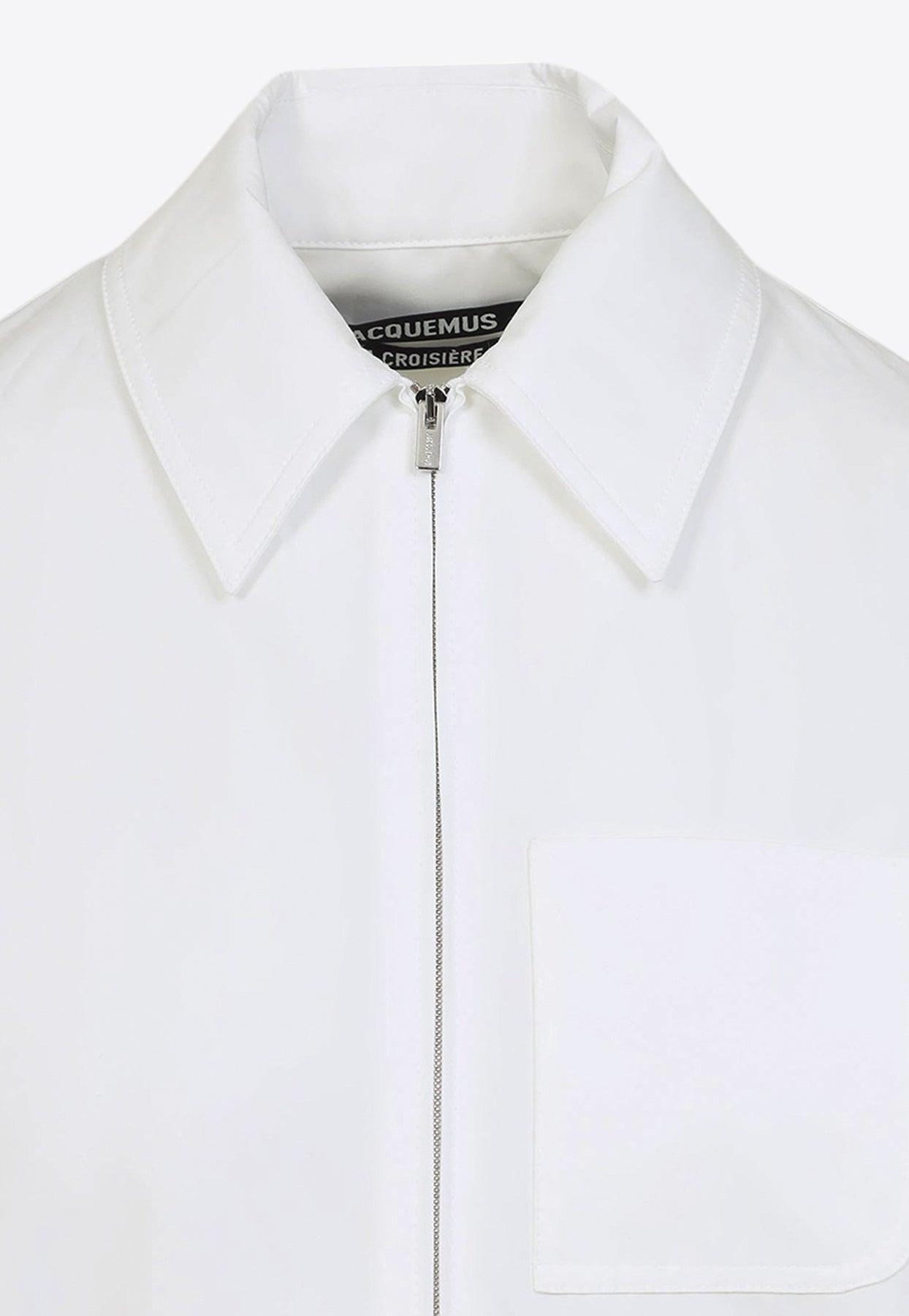 Jacquemus The Mirada Cropped Zip-Up Shirt in White | Lyst