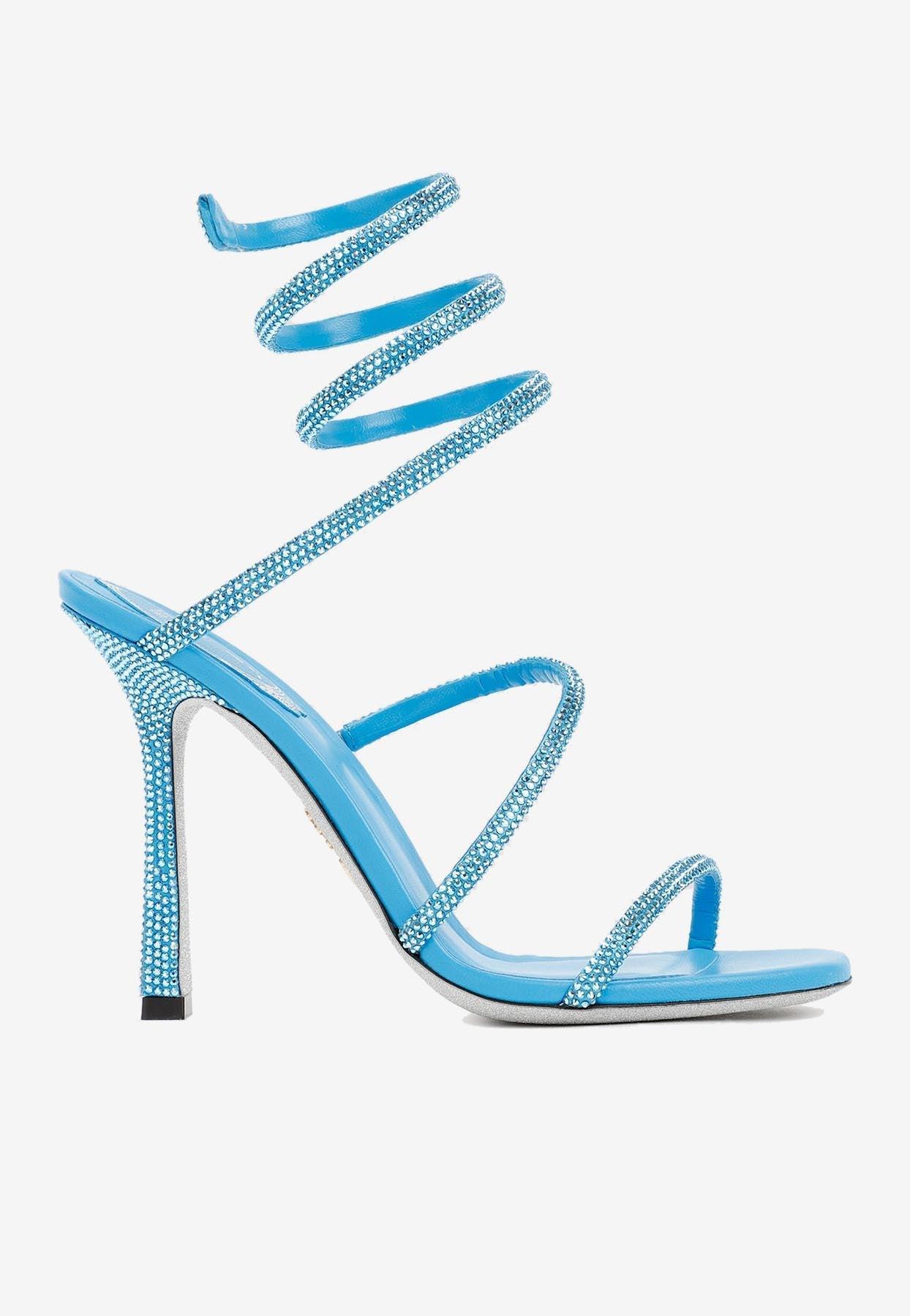 Rene Caovilla Cleo 105 Crystal-embellished Wraparound Sandals in Blue ...