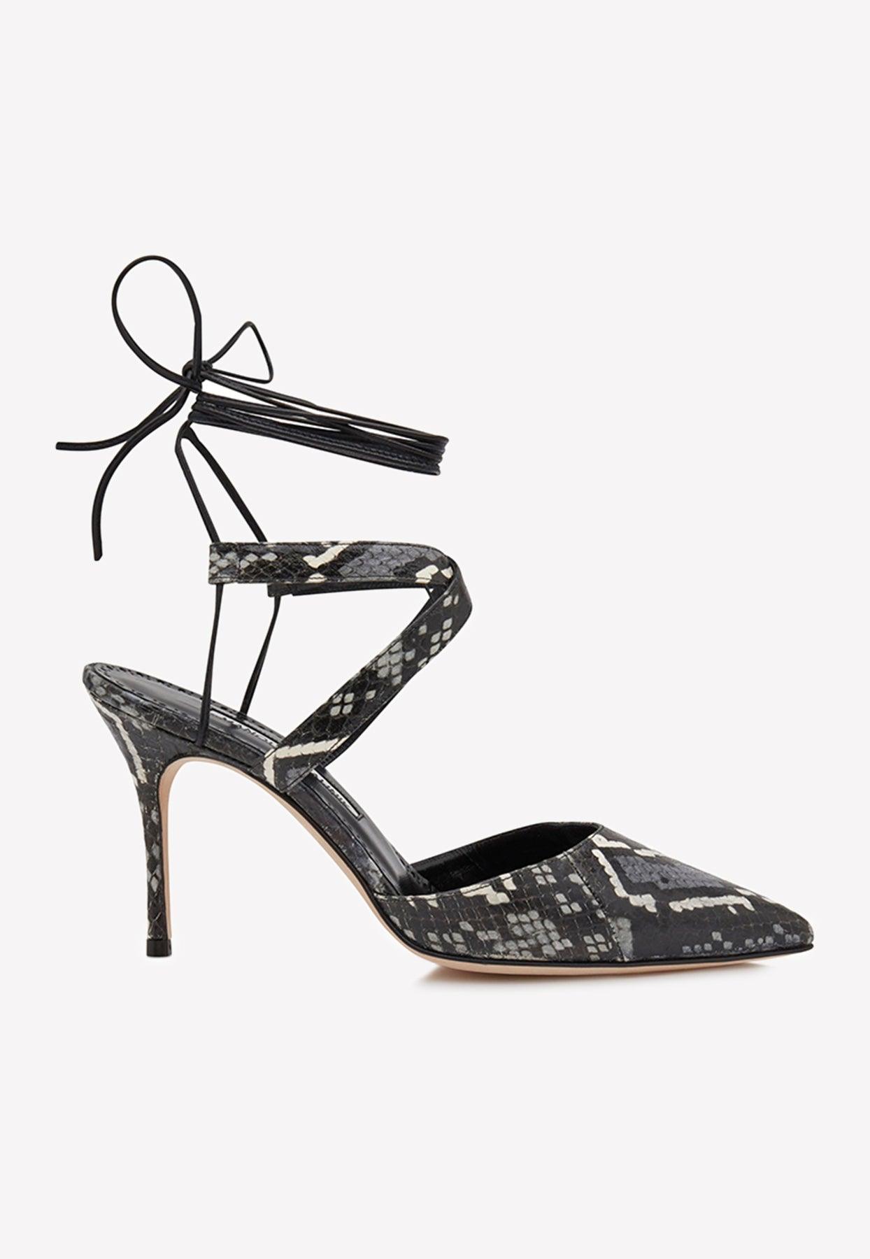 Manolo Blahnik Amirat 90 Snakeskin Pumps in Metallic | Lyst