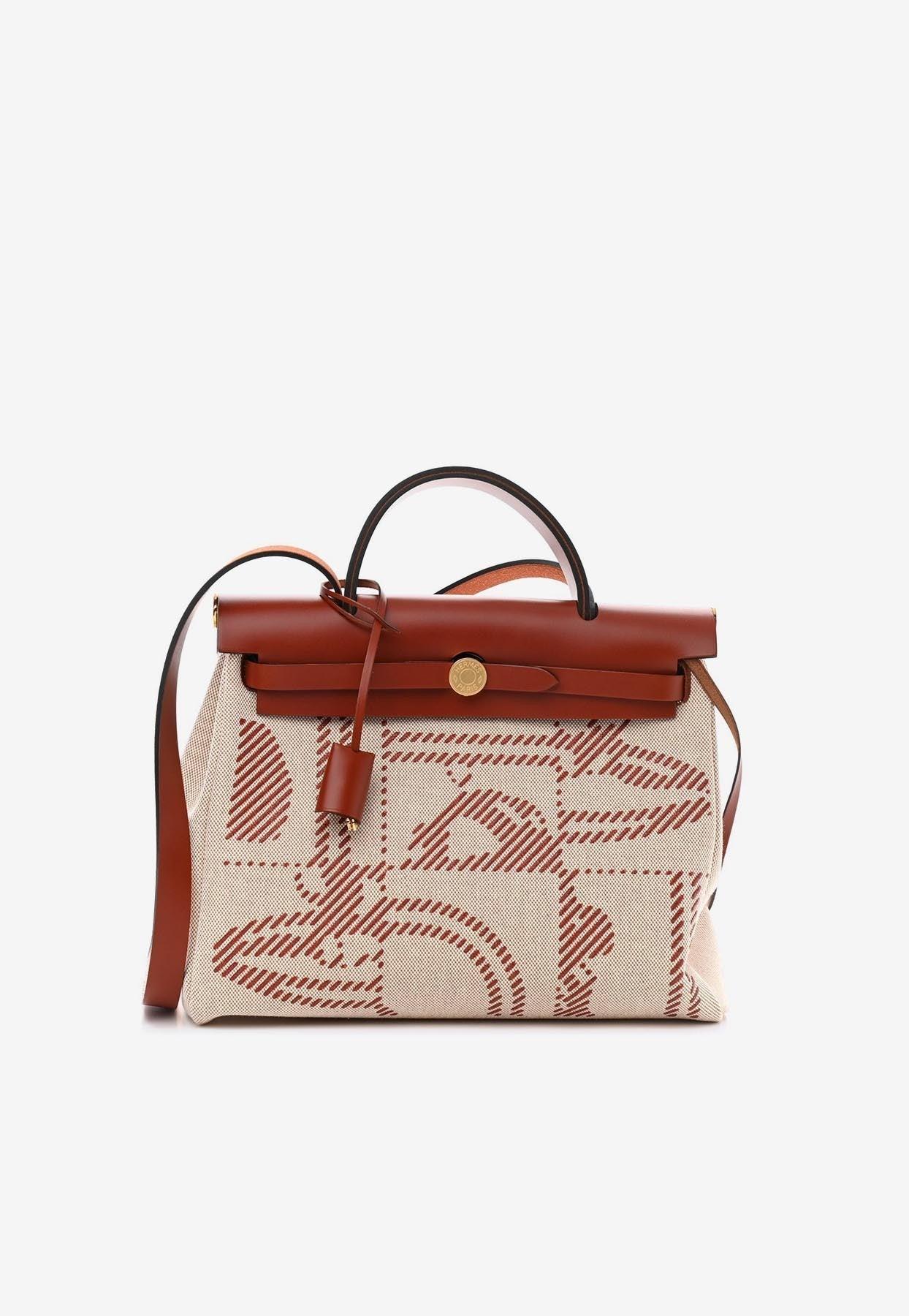 Hermès Herbag 31 In Cuivre And Ecru Toile And Beige Vache Hunter Leather  With Palladium Hardware in Pink
