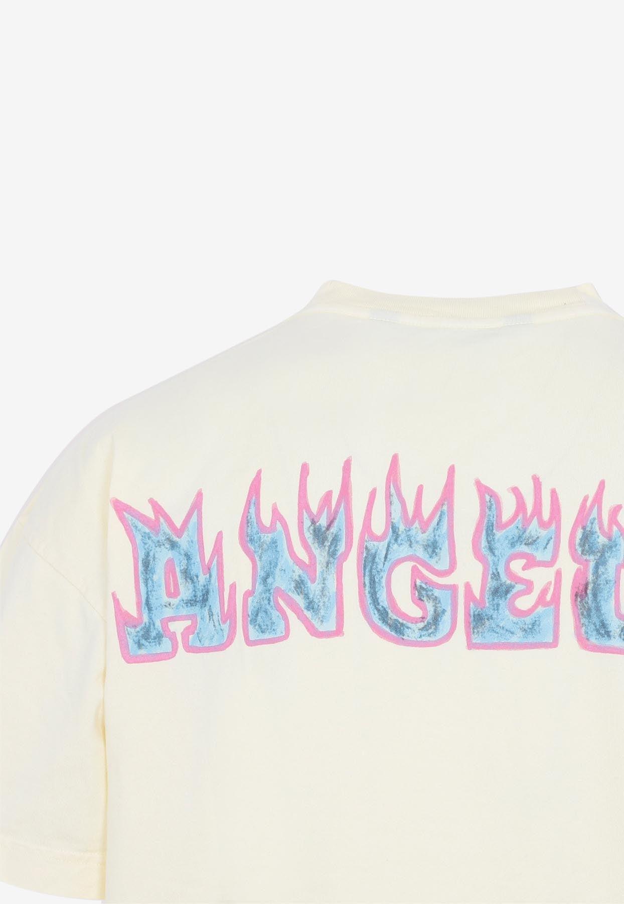Palm Angels Logo Flames Vintage T-shirt in White for Men | Lyst