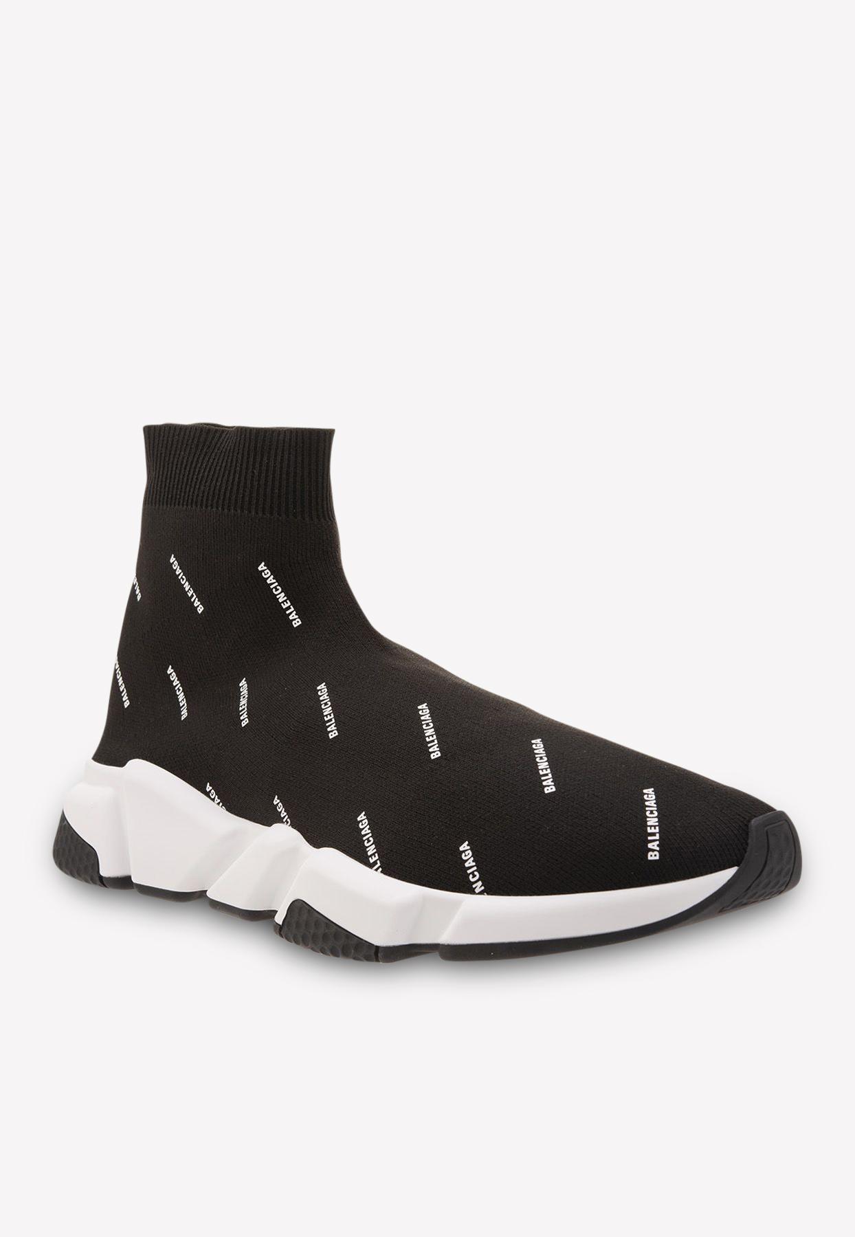 Balenciaga Synthetic Speed With Logo All Over Print Sock Sneakers 